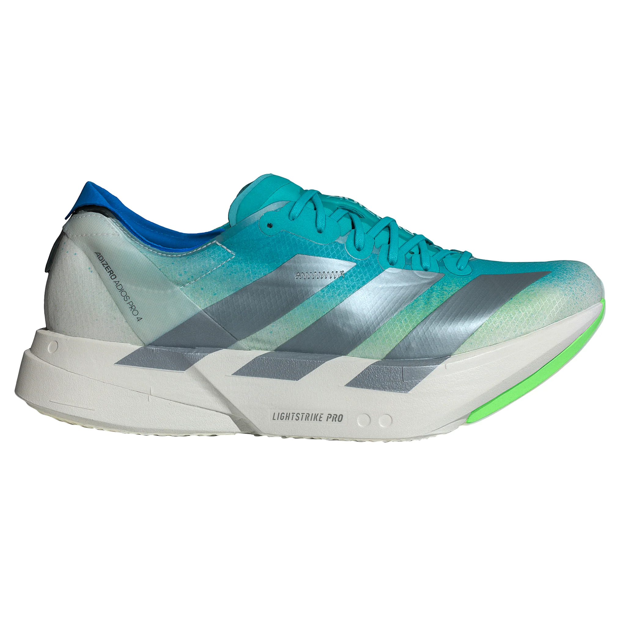 Adidas Mens Adizero Adios Pro 4 - Hi-Res Aqua/Iron Metallic/Grey One - Neutral - SS26