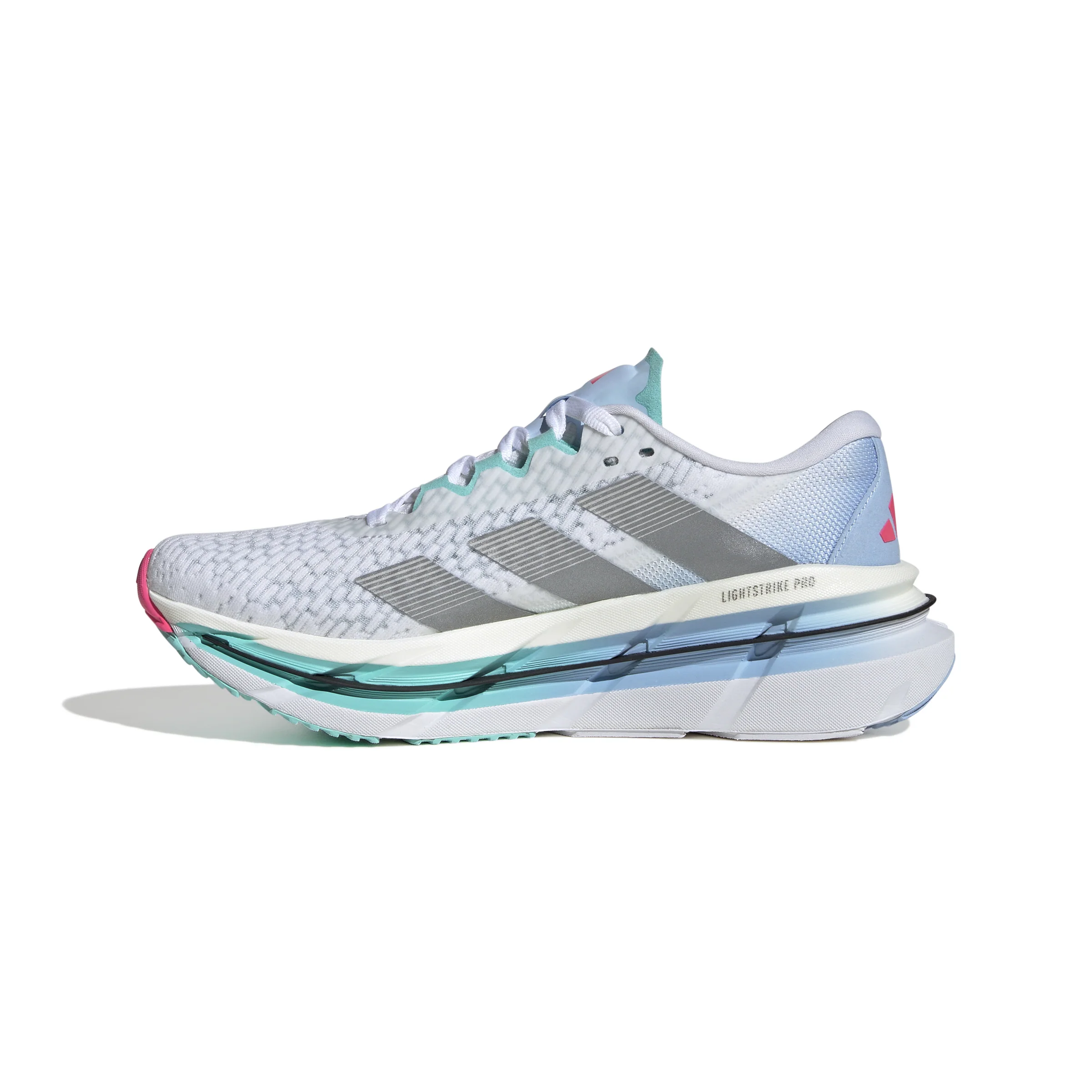 Adidas Womens Adistar BYD - Footwear White/Silver Metallic/Flash Aqua - Neutral - SS25 - Image 4