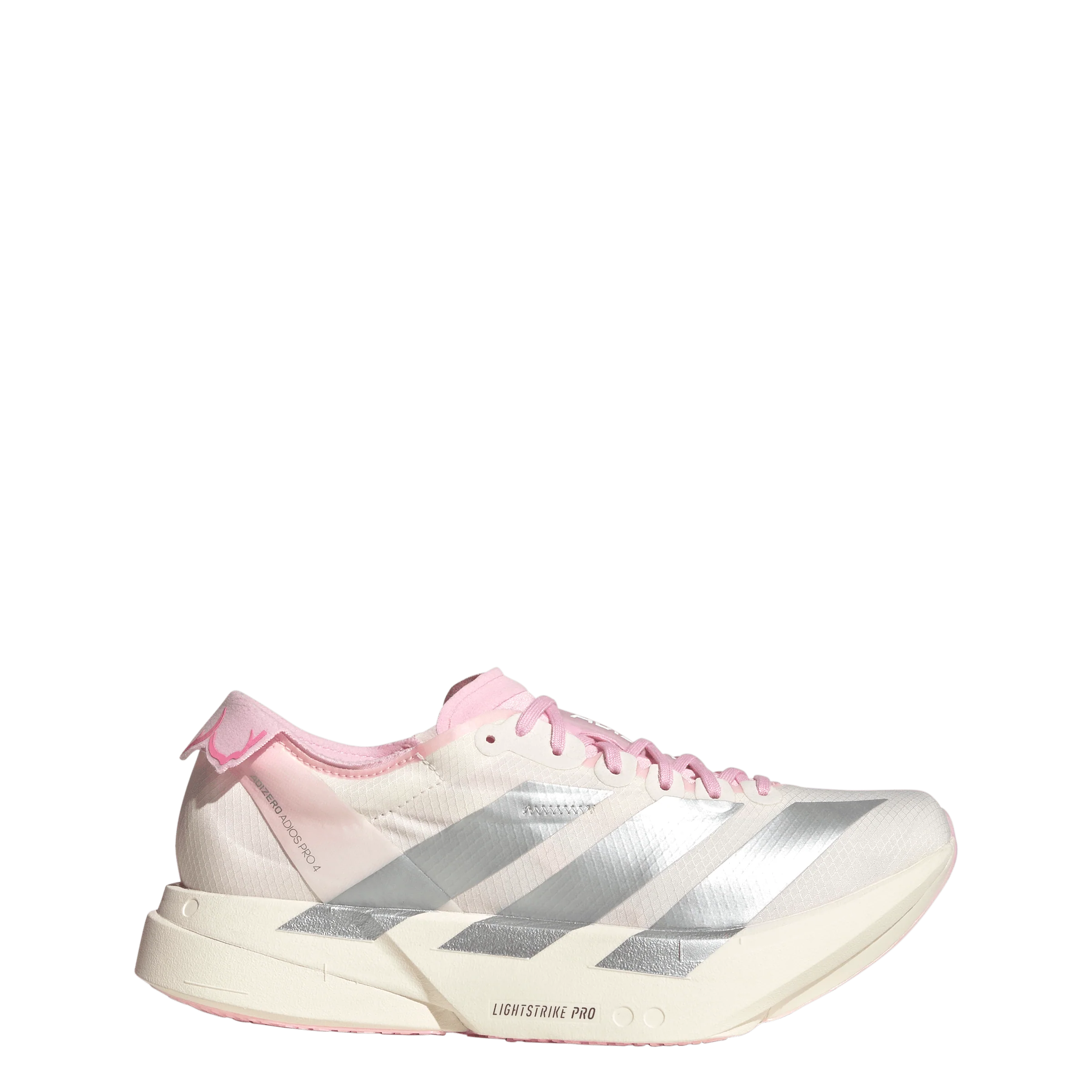 Adidas Womens Adizero Adios Pro 4 - Core White/Silver Metallic/Clear Pink - Neutral - SS26 - Image 3