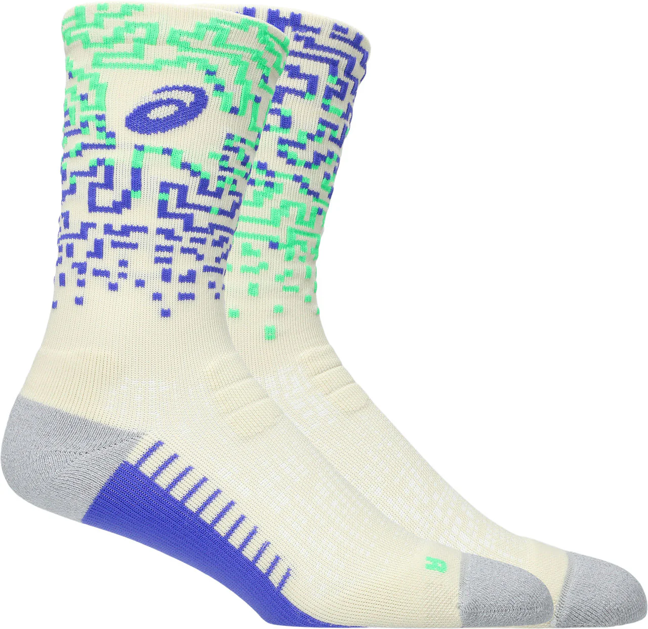 Asics Performance Run Sock Crew - Ivory/Cobalt Burst/Vital Green - Image 3