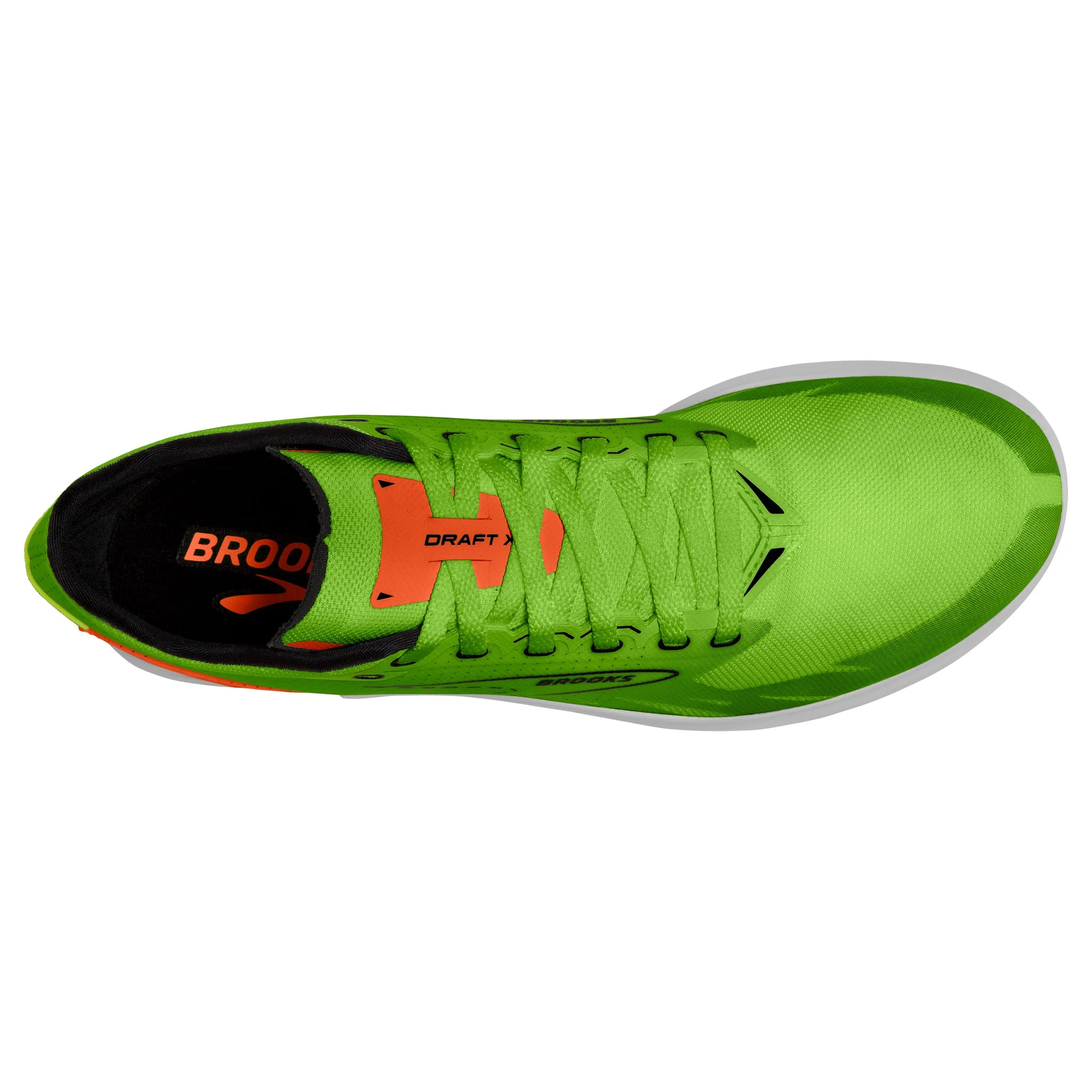 Brooks Draft XC Spikes - Green Gecko/Red Orange/White - Image 4