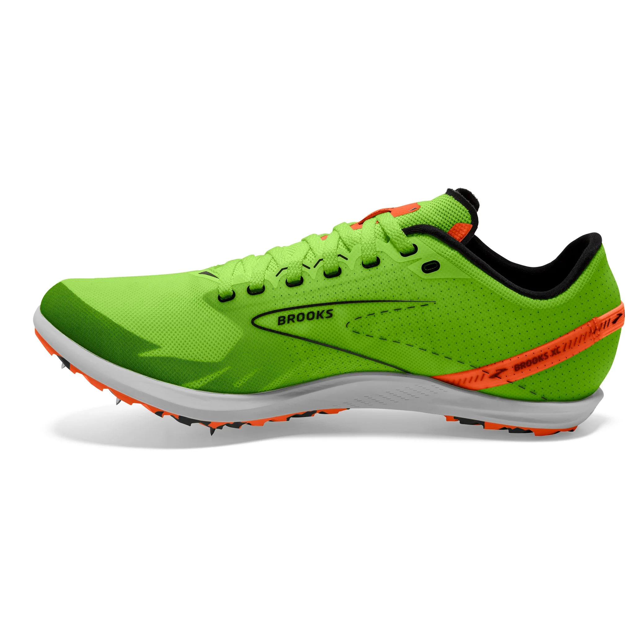 Brooks Draft XC Spikes - Green Gecko/Red Orange/White - Image 5