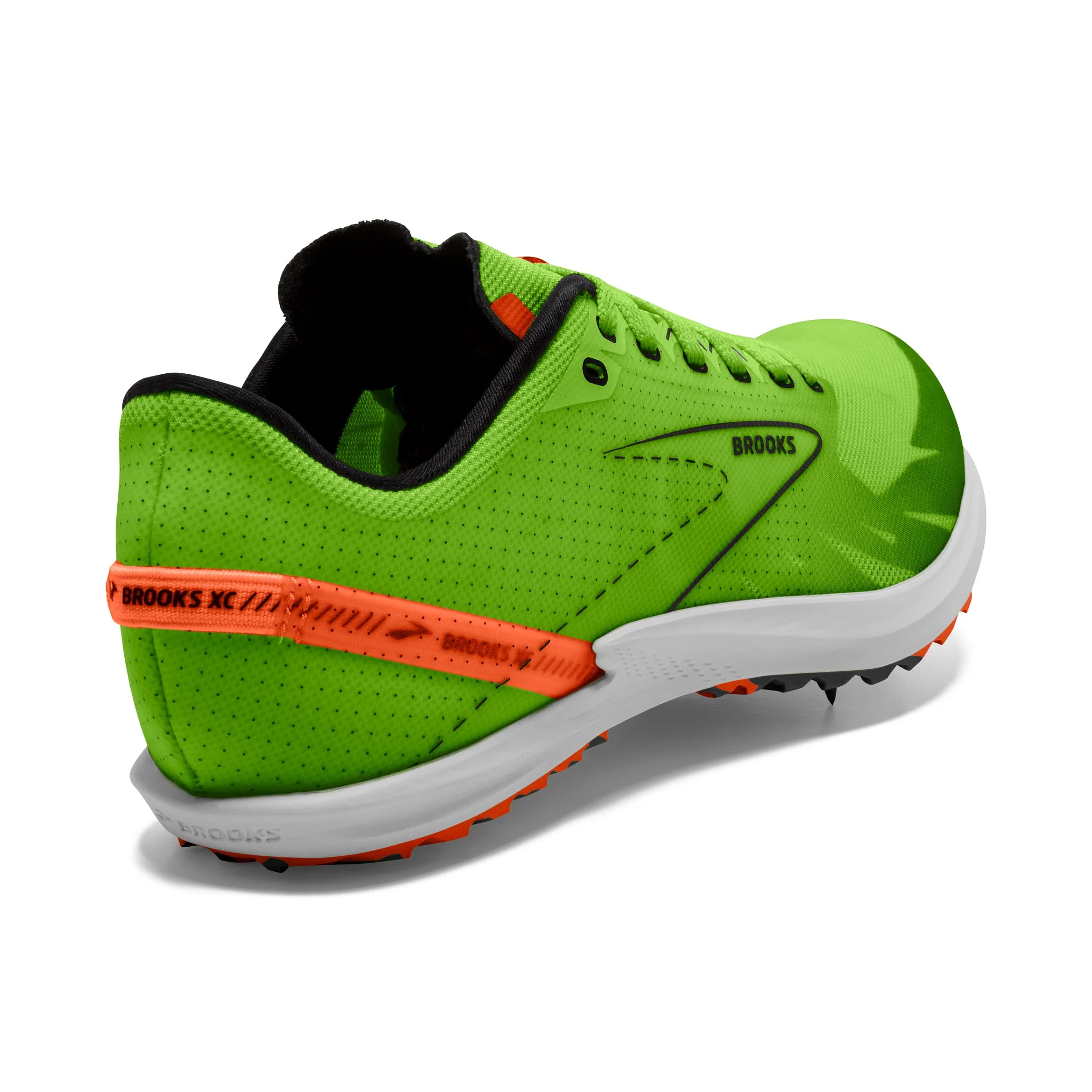 Brooks Draft XC Spikes - Green Gecko/Red Orange/White - Image 6