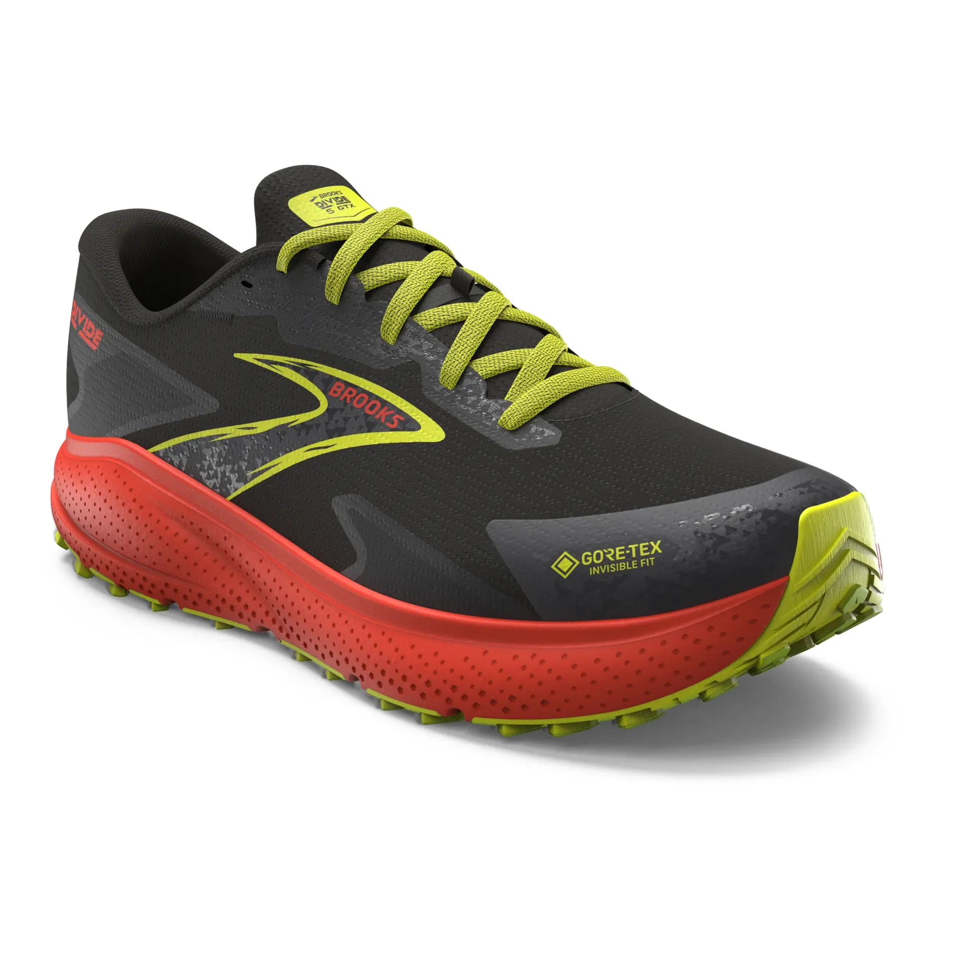 Brooks Mens Divide 5 GTX - Black/Cherry/Lime - Trail - SS25 - Image 3