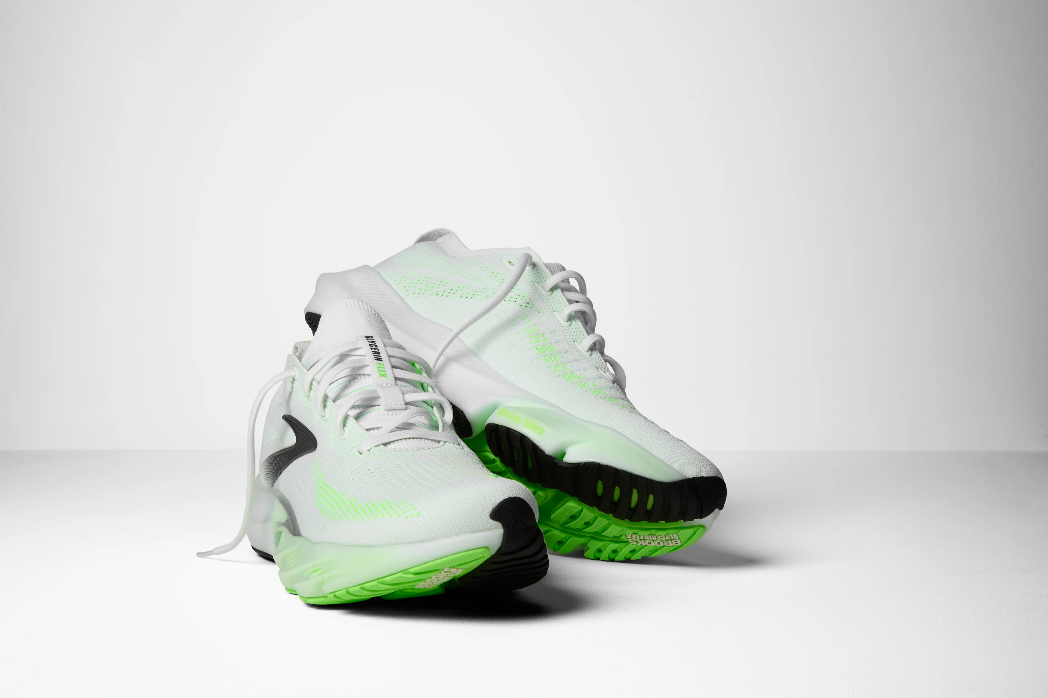 Brooks Mens Glycerin Flex - White/Green Gecko/Phantom - SS26 - Image 8