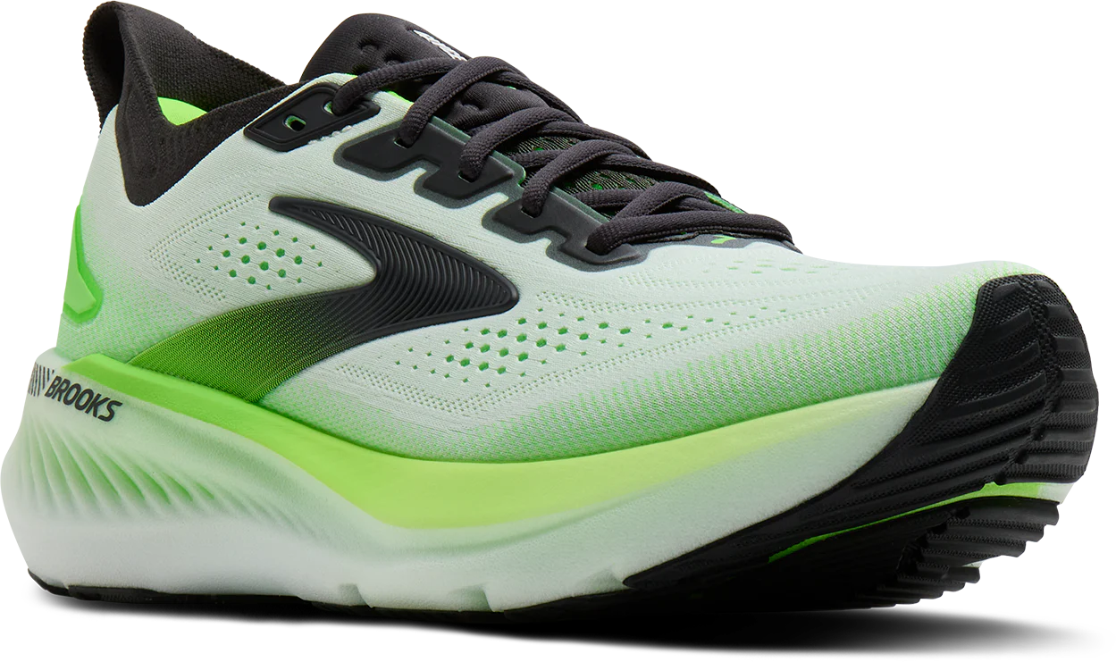 Brooks Mens Glycerin GTS 23 - White/Phantom/Green Gecko - Stability - SS26 - Image 3