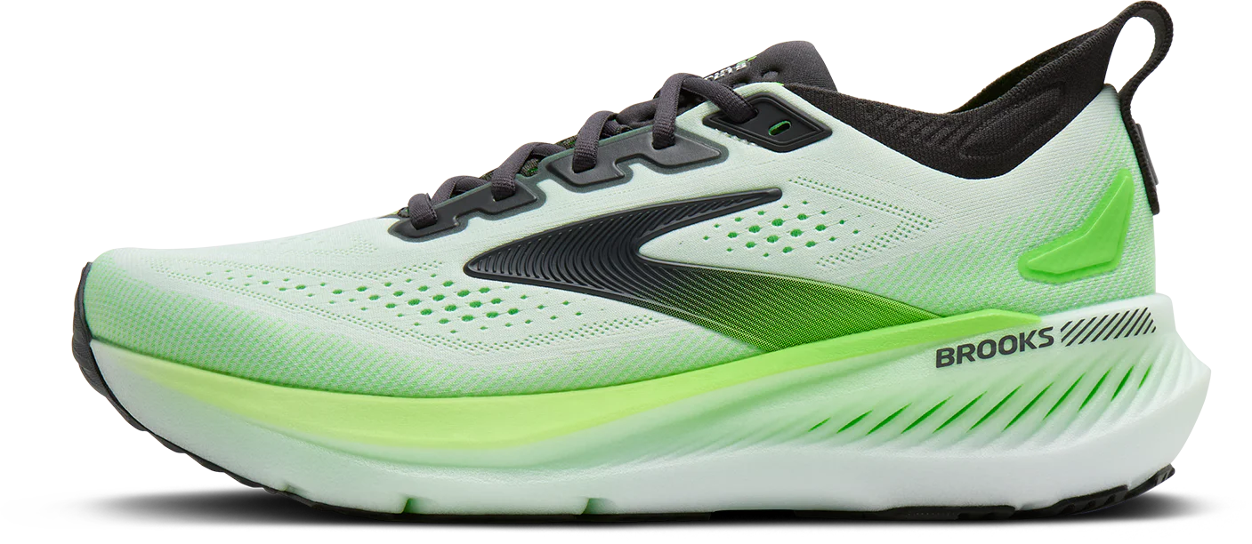 Brooks Mens Glycerin GTS 23 - White/Phantom/Green Gecko - Stability - SS26 - Image 4