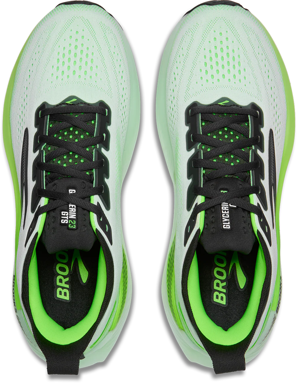 Brooks Mens Glycerin GTS 23 - White/Phantom/Green Gecko - Stability - SS26 - Image 7