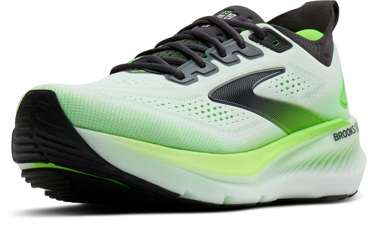 Brooks Mens Glycerin GTS 23 - White/Phantom/Green Gecko - Stability - SS26 - Image 8