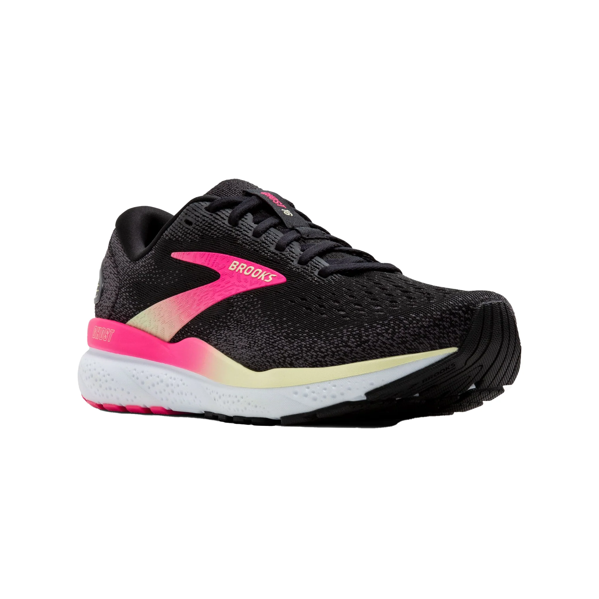 Brooks Womens Ghost 16 - Black/Pink/Yellow - Neutral - Image 3