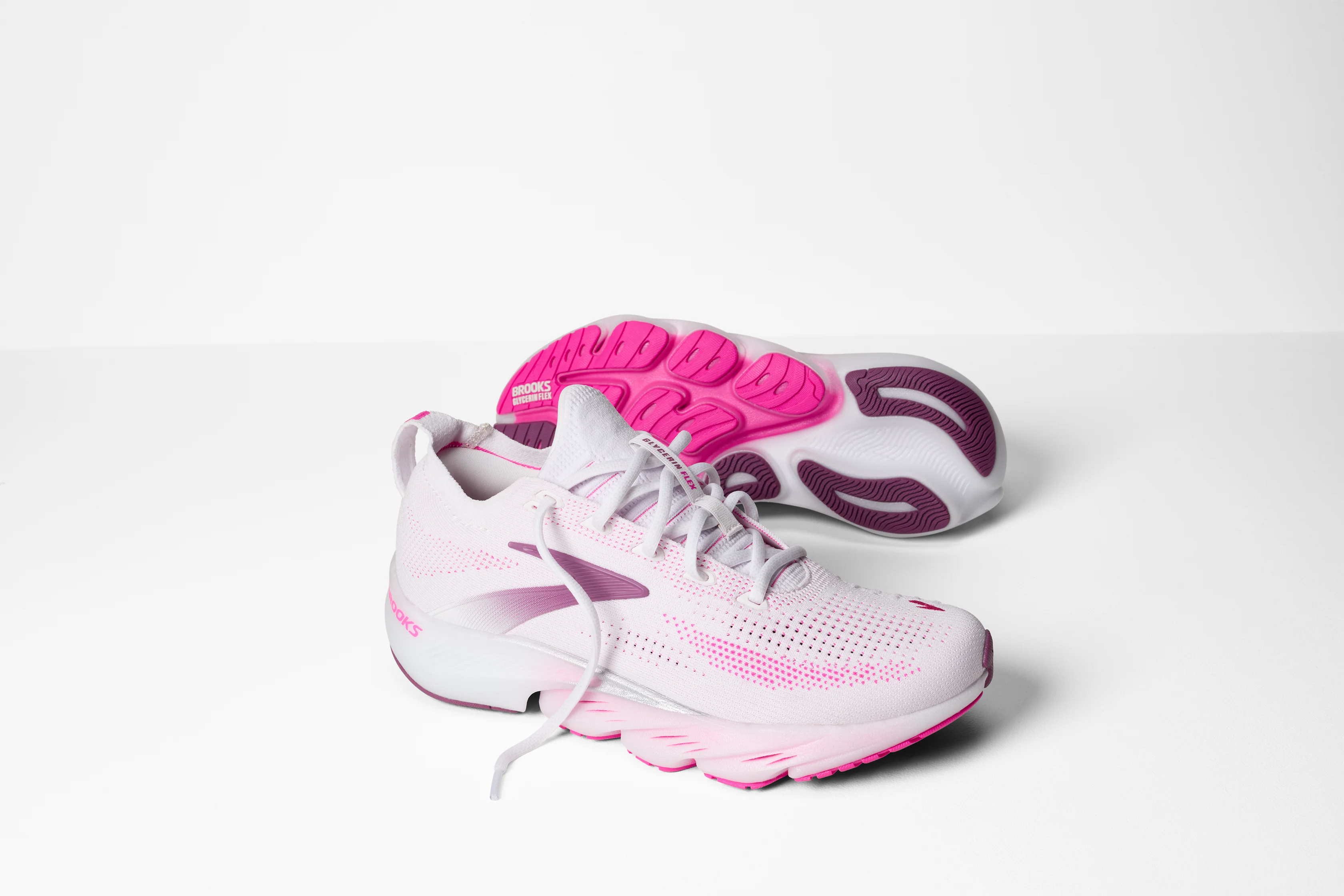 Brooks Womens Glycerin Flex - White/Cyber Pink/Argyle - SS26 - Image 8