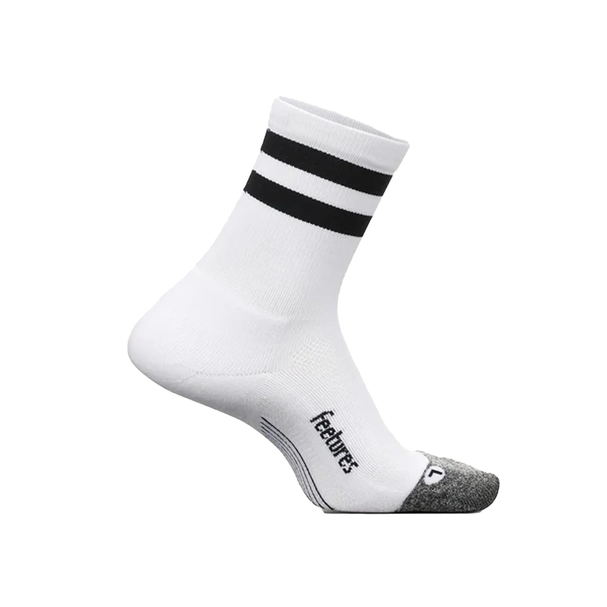 Feetures Elite Light Cushion Mini Crew - White High Top Stripe