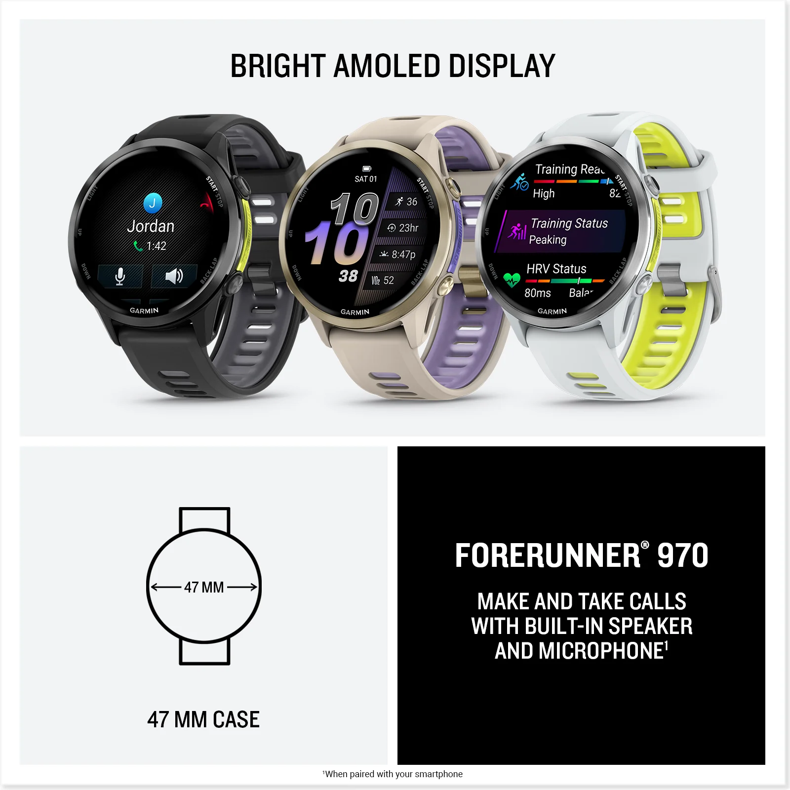 Garmin Forerunner 970 - 47mm - Whitestone/Translucent Amp Yellow - Image 13