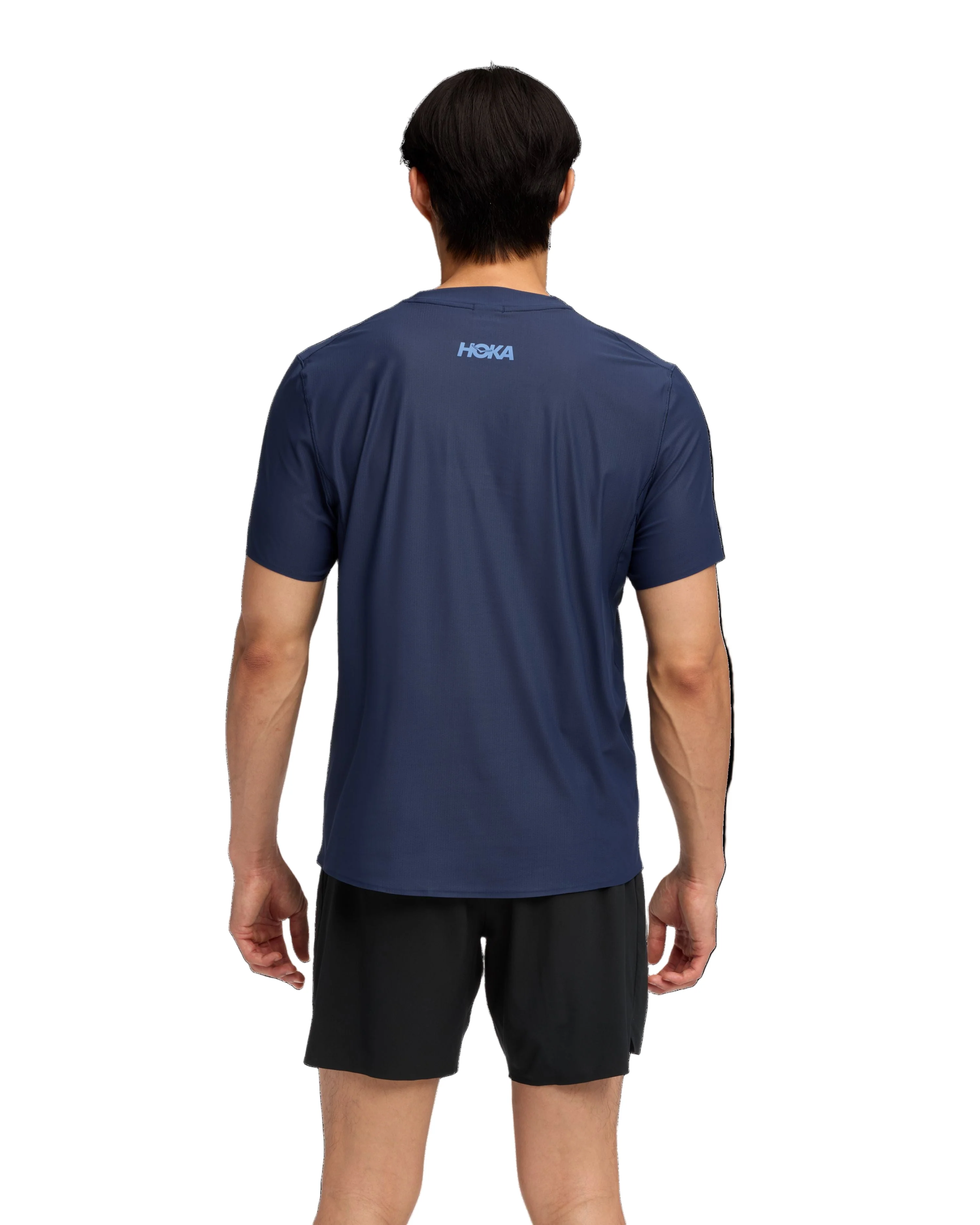 Hoka Mens Airolite Run Short Sleeve 2.0 - Midnight Blue - Image 3