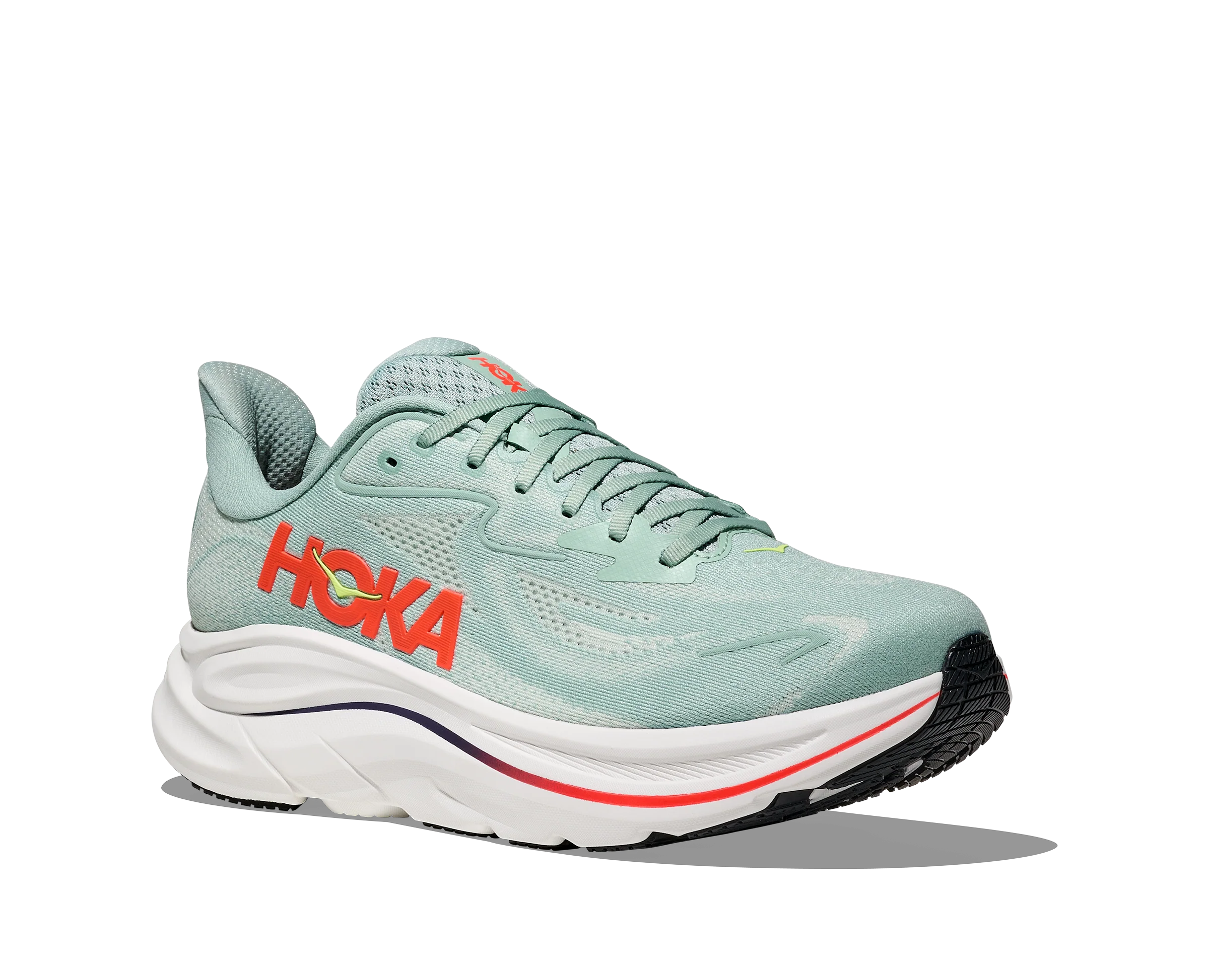 Hoka Mens Clifton 10 - Sage/Neon Flame - Neutral - SS26 - Image 7