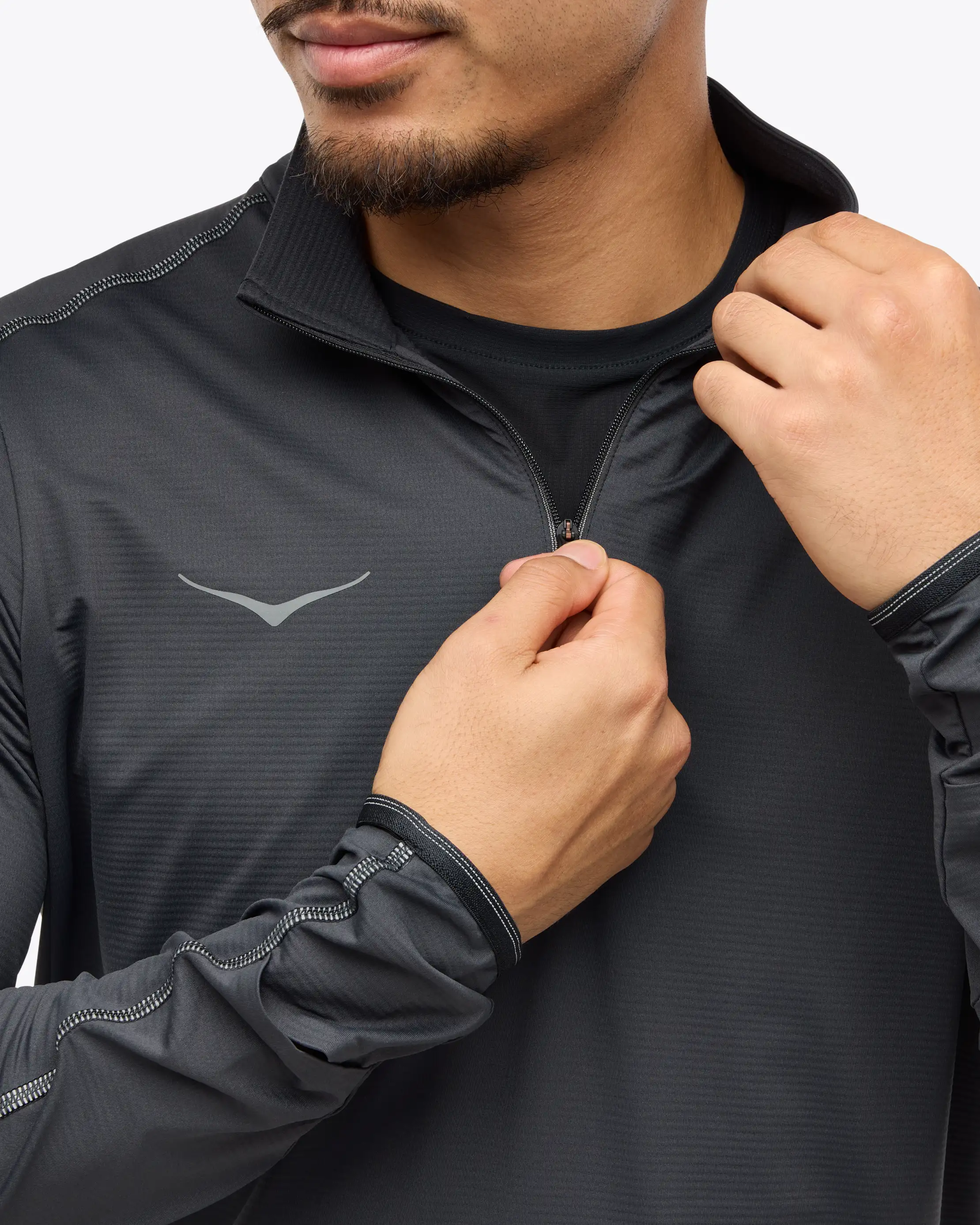Hoka Mens Glidetech Quarter Zip - Black - Image 6