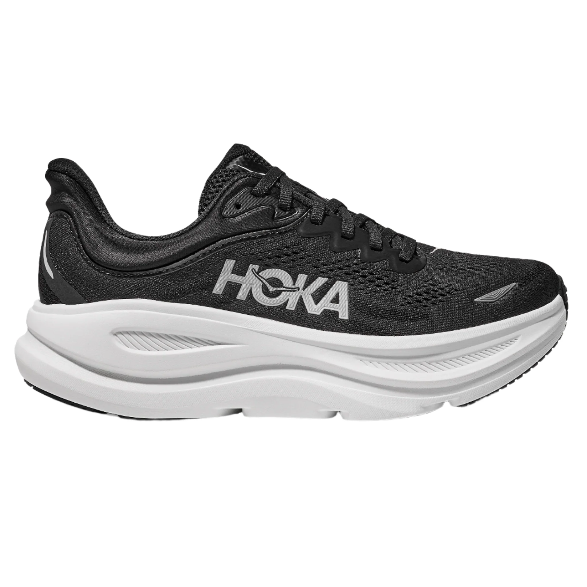 Hoka Womens Bondi 9 Wide - D Width - Black/White - Neutral - AW25