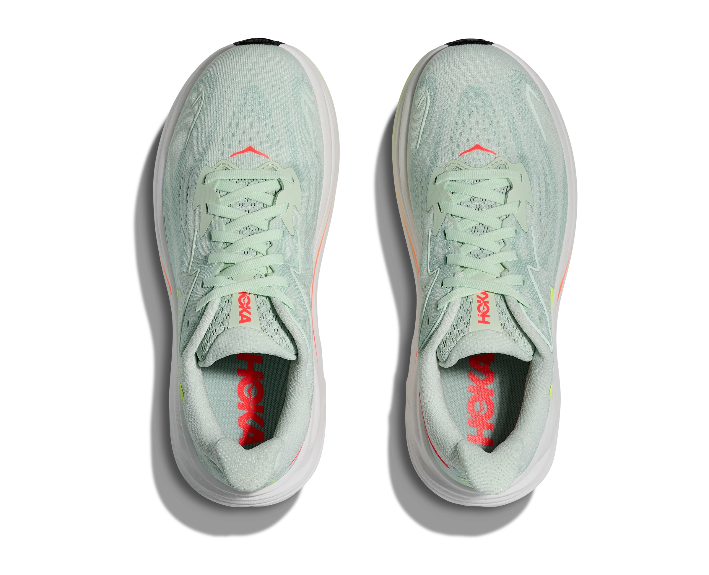 Hoka Womens Clifton 10 - Sea Glass/Neon Flame - Neutral - SS26 - Image 3