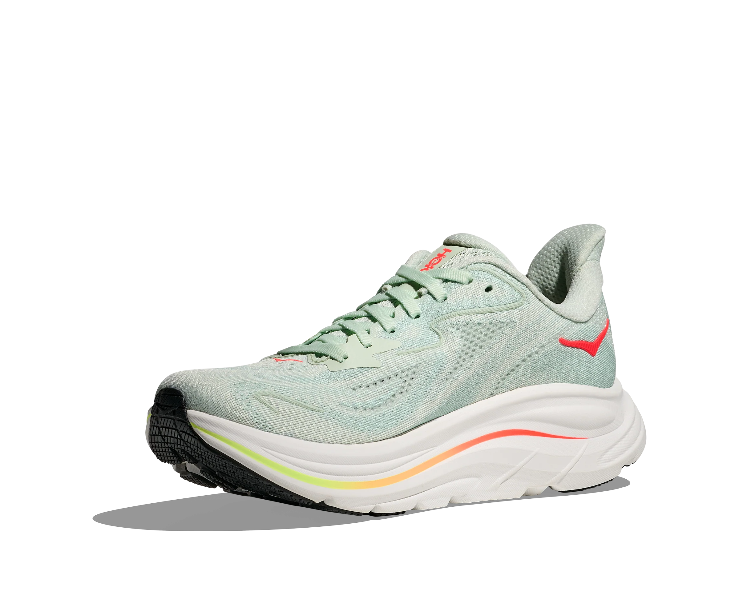 Hoka Womens Clifton 10 - Sea Glass/Neon Flame - Neutral - SS26 - Image 4