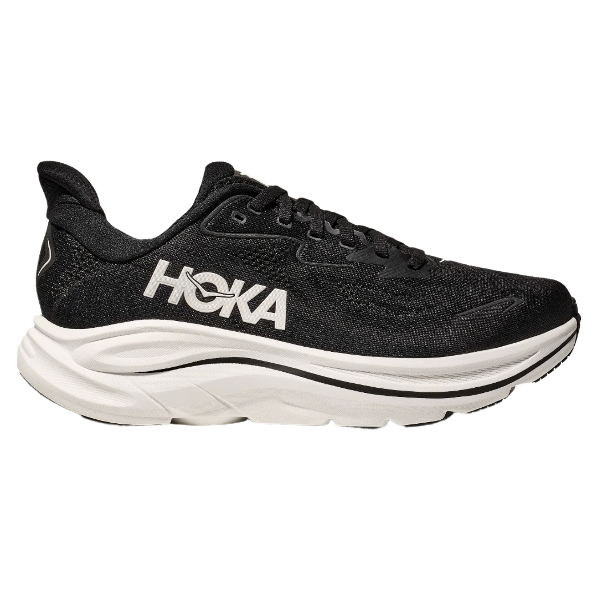 Hoka Womens Clifton 10 Wide - D Width - Black/White - Neutral - SS25