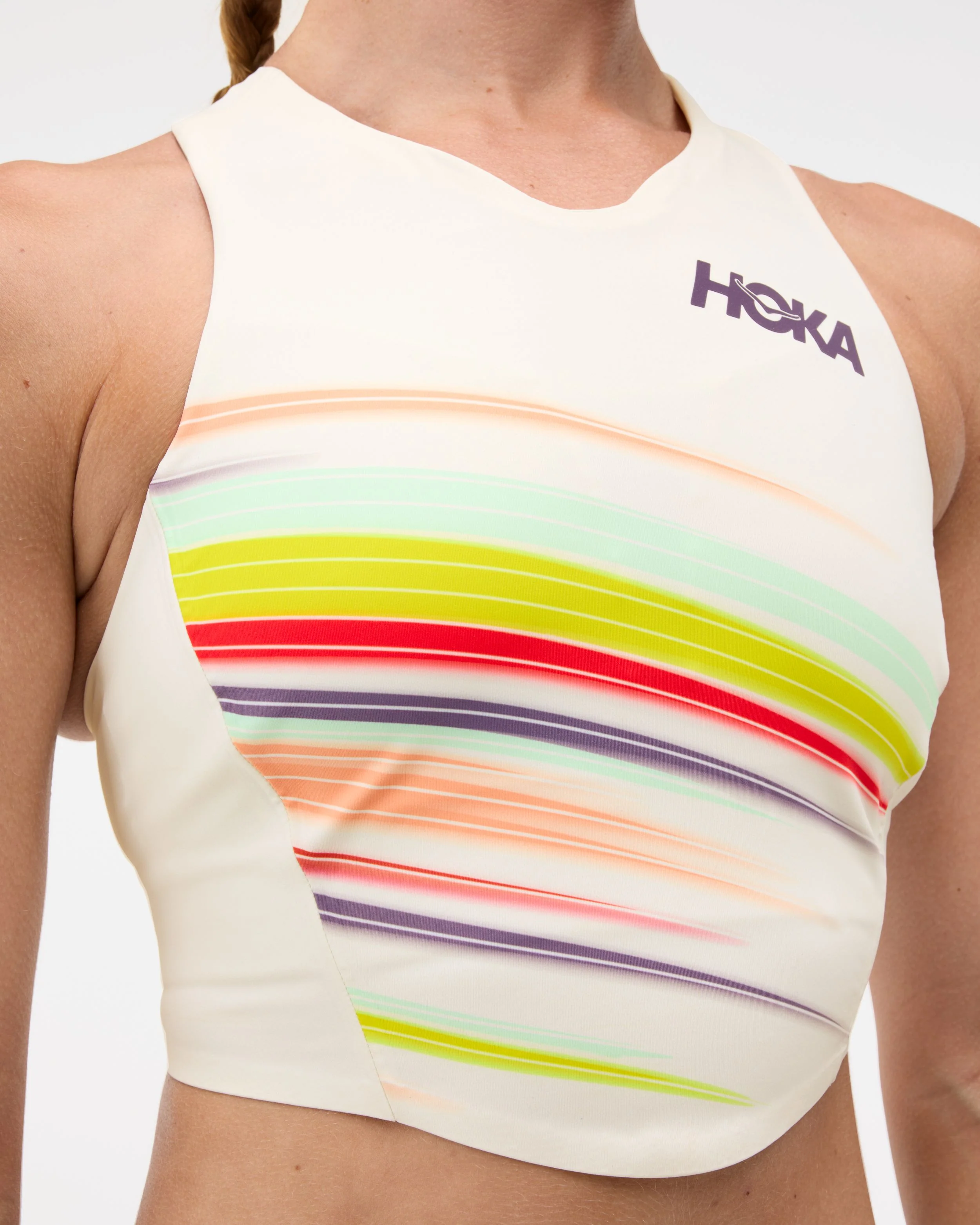 Hoka Womens Race Day Crop Bra - Alabaster Flare - SS26 - Image 3
