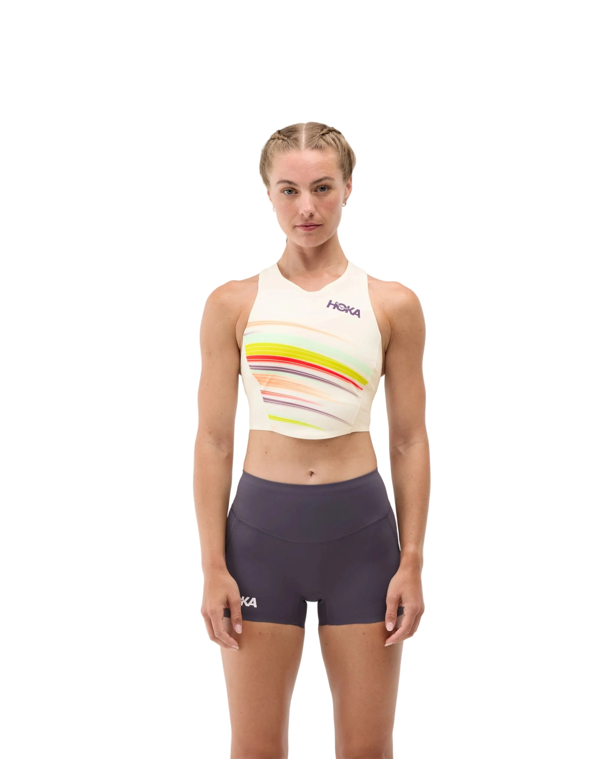 Hoka Womens Race Day Crop Bra - Alabaster Flare - SS26 - Image 5
