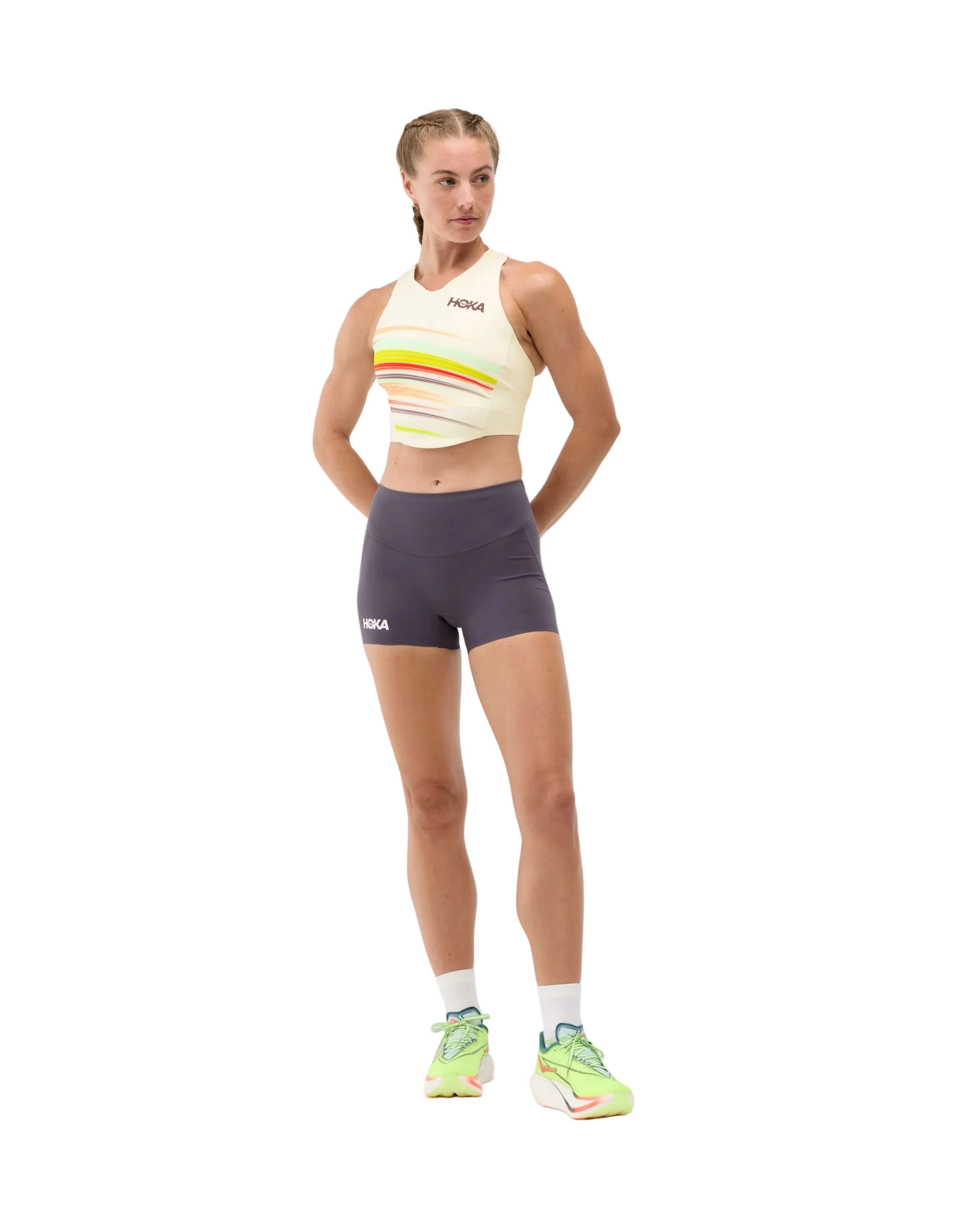 Hoka Womens Race Day Crop Bra - Alabaster Flare - SS26 - Image 7