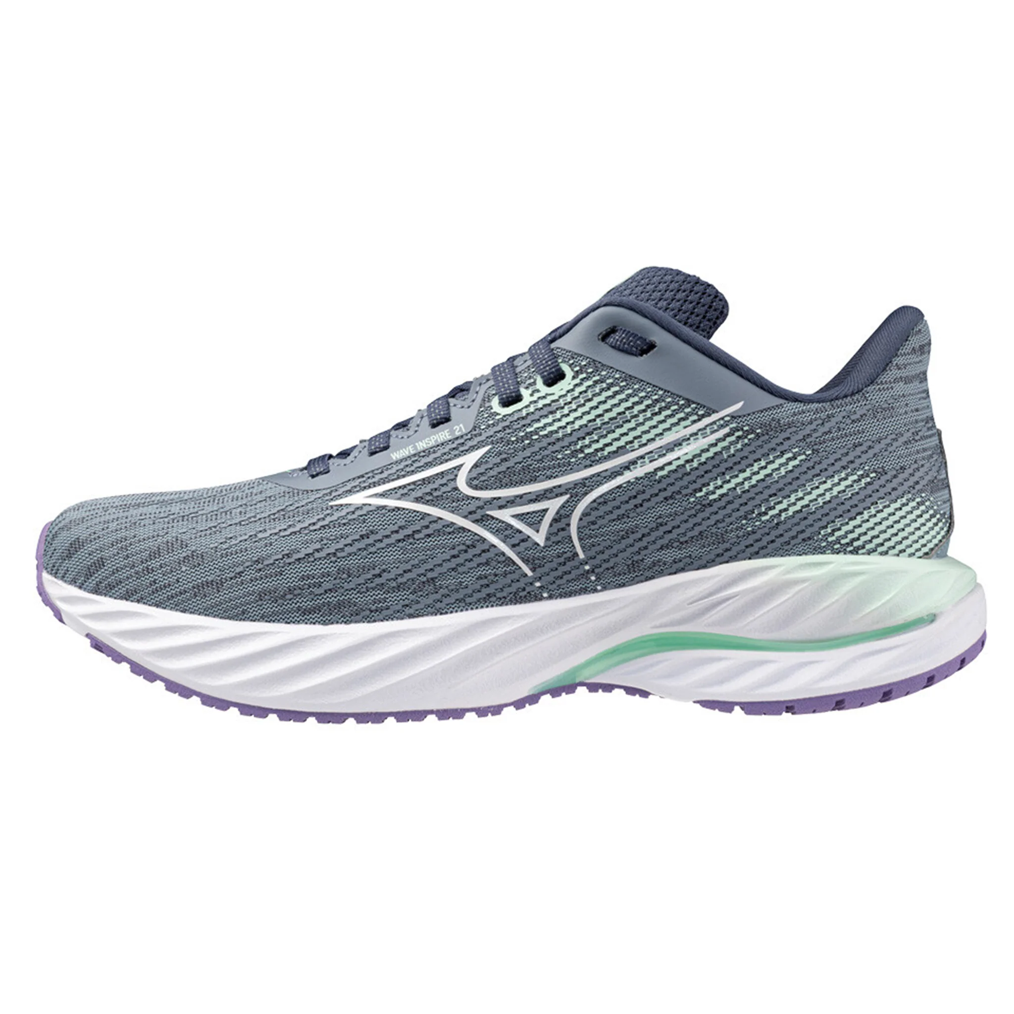 Mizuno Womens Wave Inspire 21 - Tradewinds/White/Neo Mint - Stability - SS25 - Image 3
