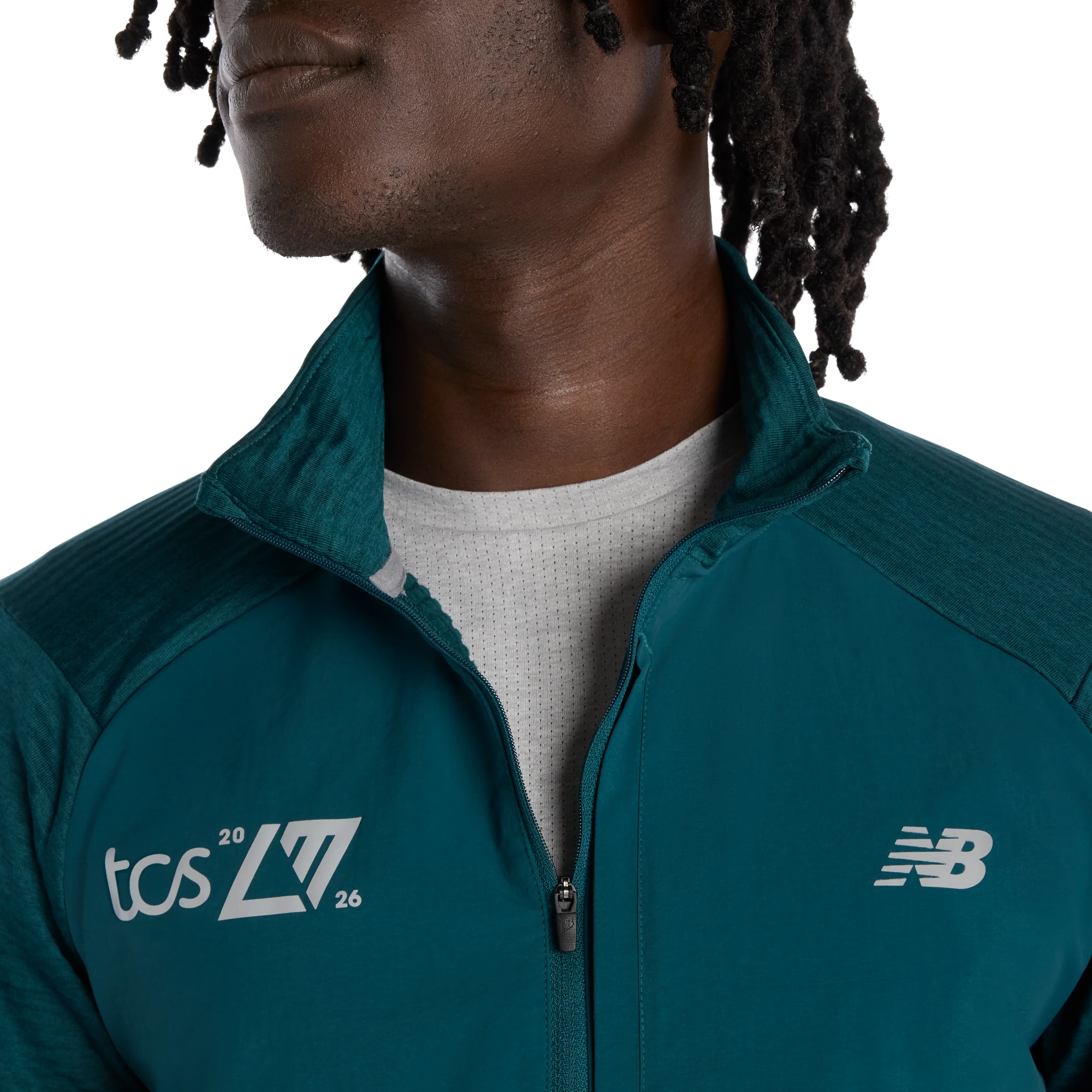 New Balance Mens London Edition RC Essential Heat Grid Half Zip - Medusa Green - SS26 - Image 3