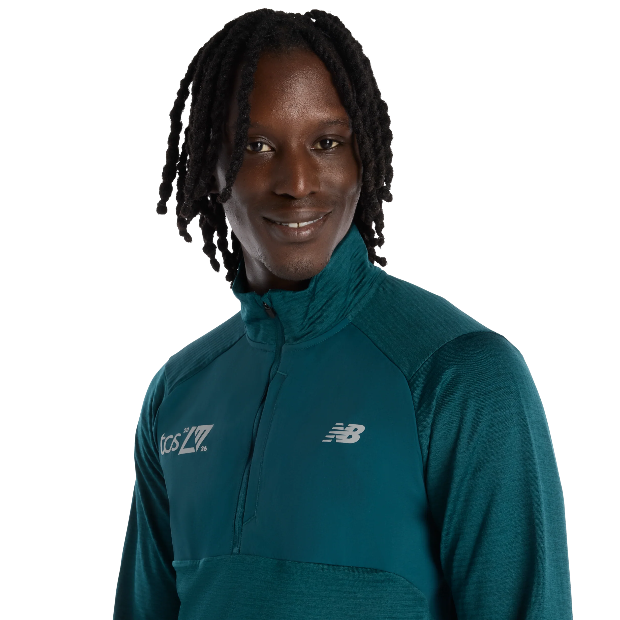 New Balance Mens London Edition RC Essential Heat Grid Half Zip - Medusa Green - SS26 - Image 4