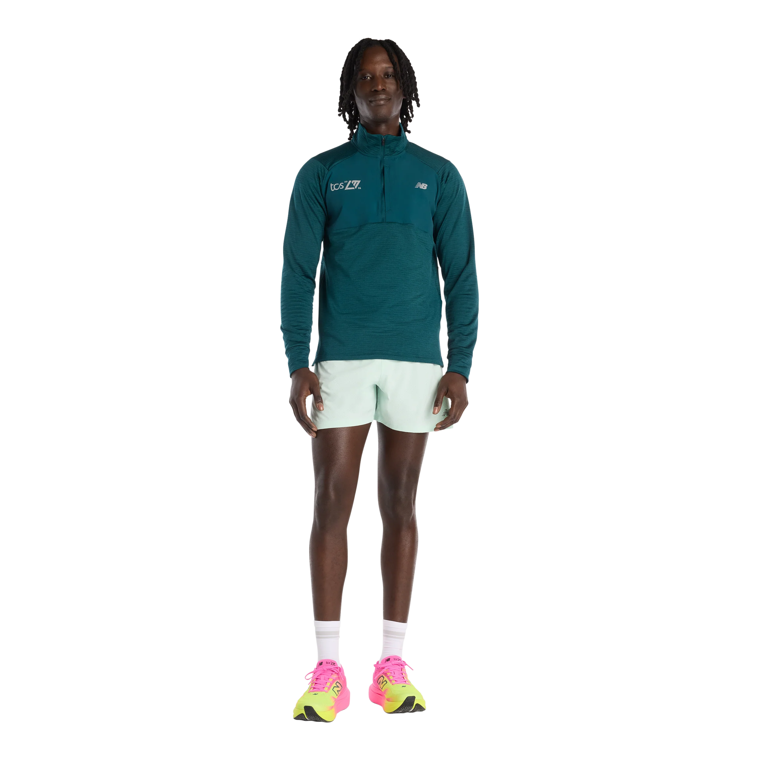 New Balance Mens London Edition RC Essential Heat Grid Half Zip - Medusa Green - SS26 - Image 6