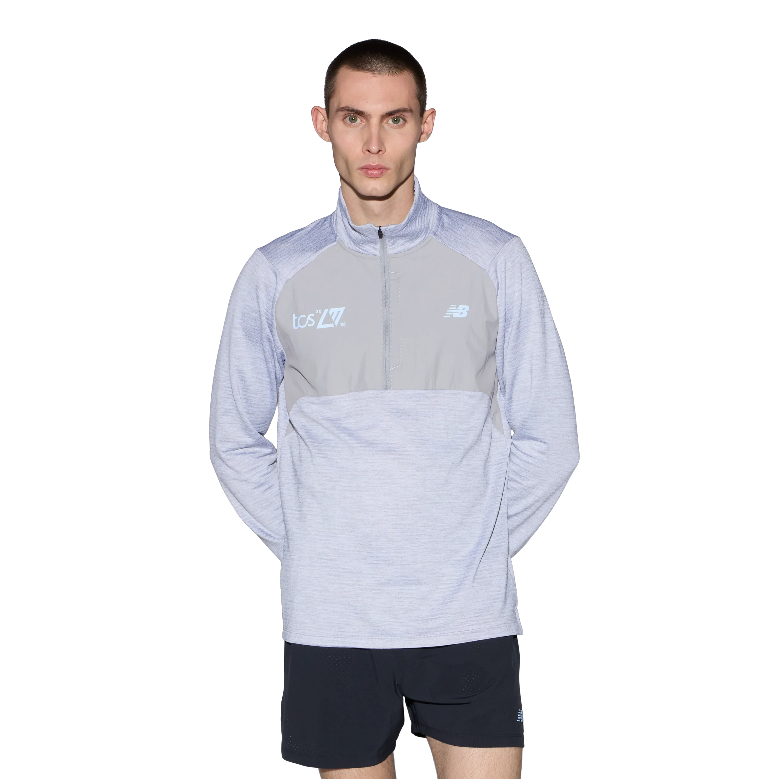 New Balance Mens London Edition RC Essential Heat Grid Half Zip - Athletic Grey - SS26 - Image 4