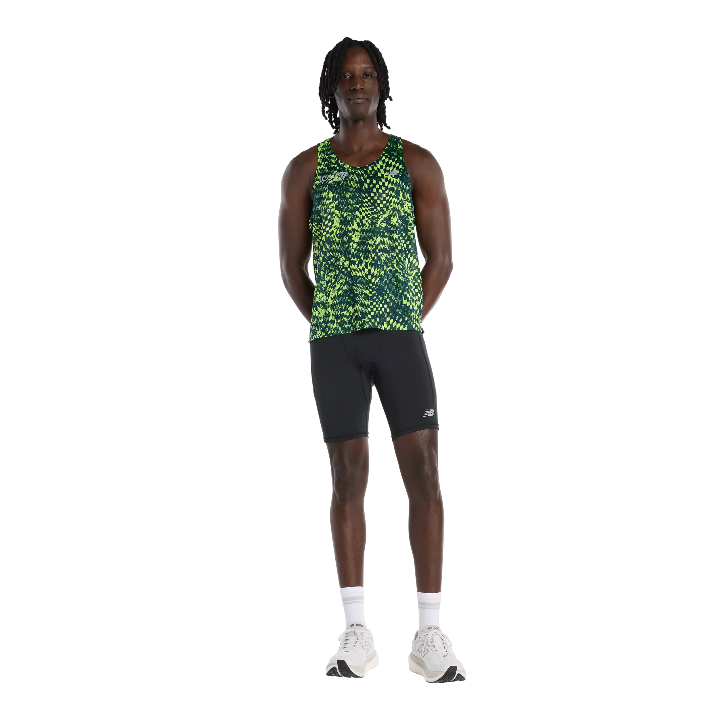 New Balance Mens London Edition RC Essential Printed Singlet - Medusa Green - SS26 - Image 4