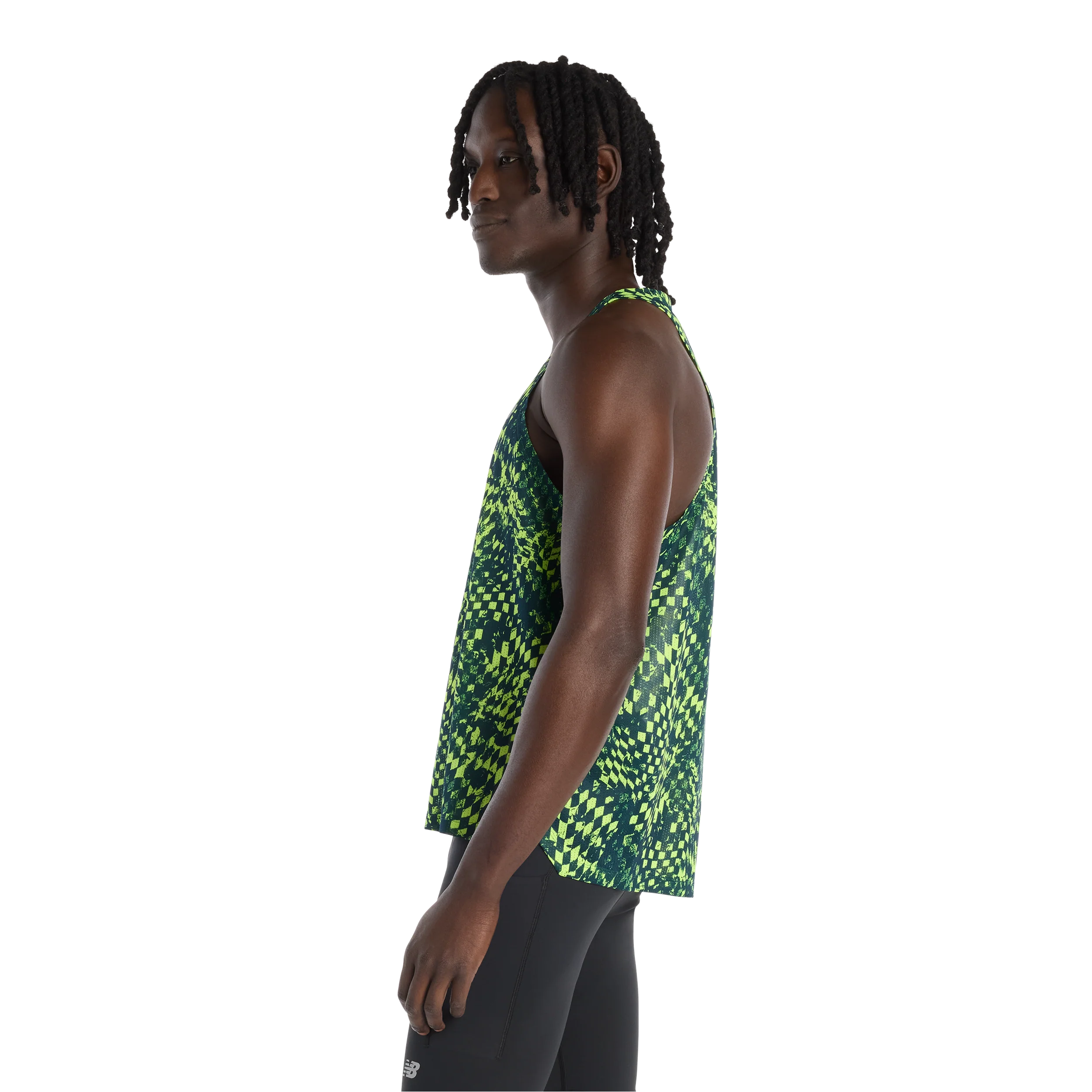 New Balance Mens London Edition RC Essential Printed Singlet - Medusa Green - SS26 - Image 5