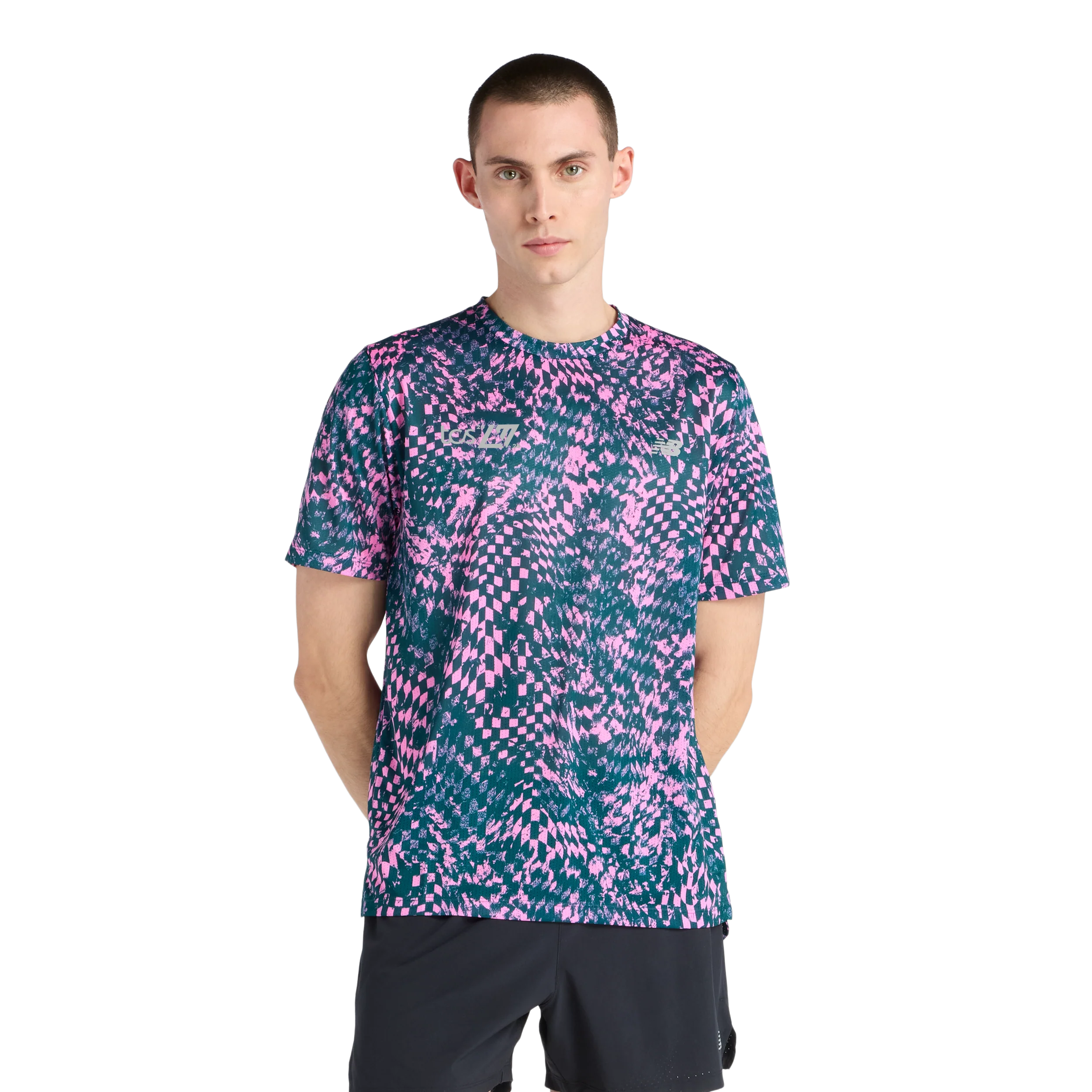 New Balance Mens London Edition RC Essential Printed T-Shirt - Pink Heat - SS26 - Image 3
