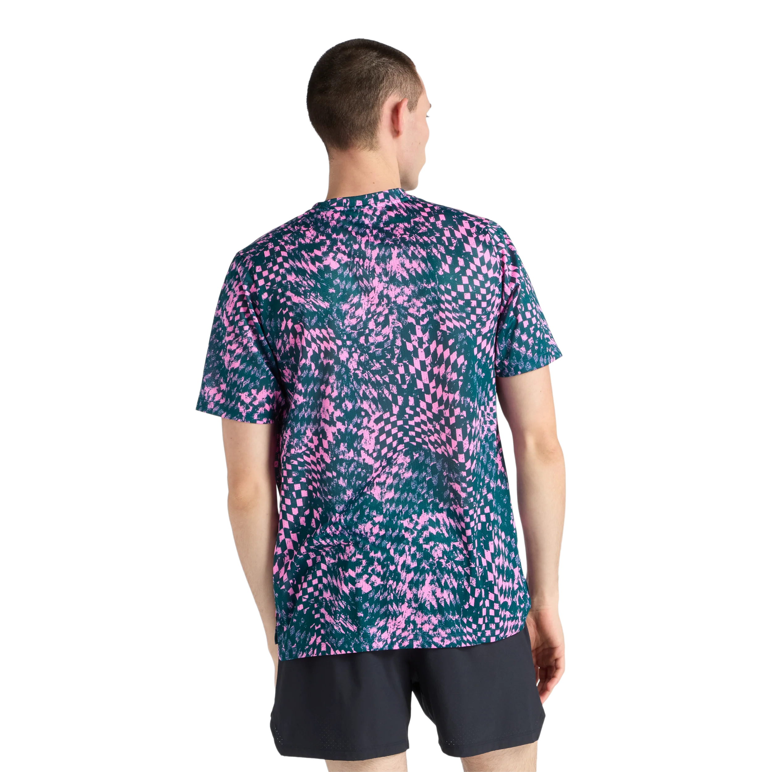 New Balance Mens London Edition RC Essential Printed T-Shirt - Pink Heat - SS26 - Image 6