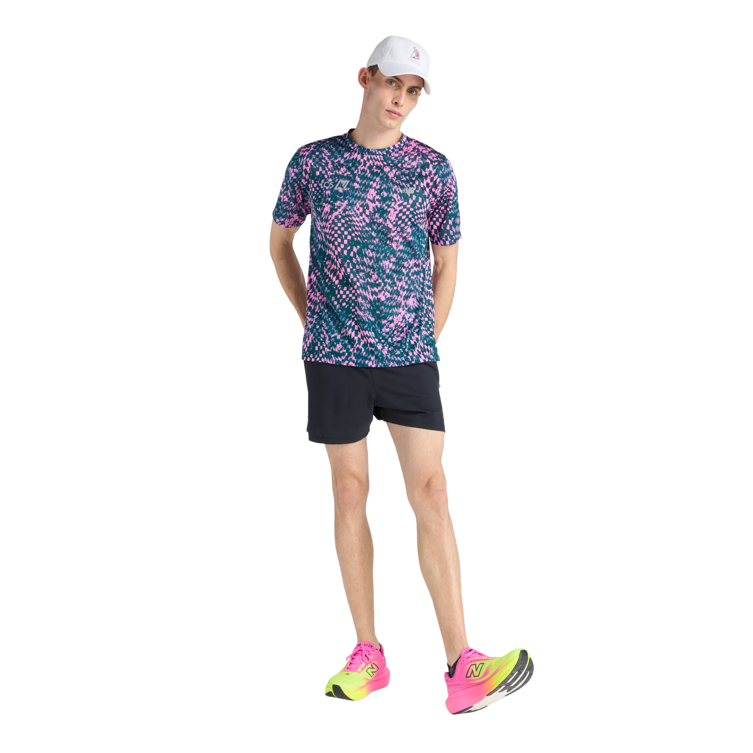 New Balance Mens London Edition RC Essential Printed T-Shirt - Pink Heat - SS26 - Image 7