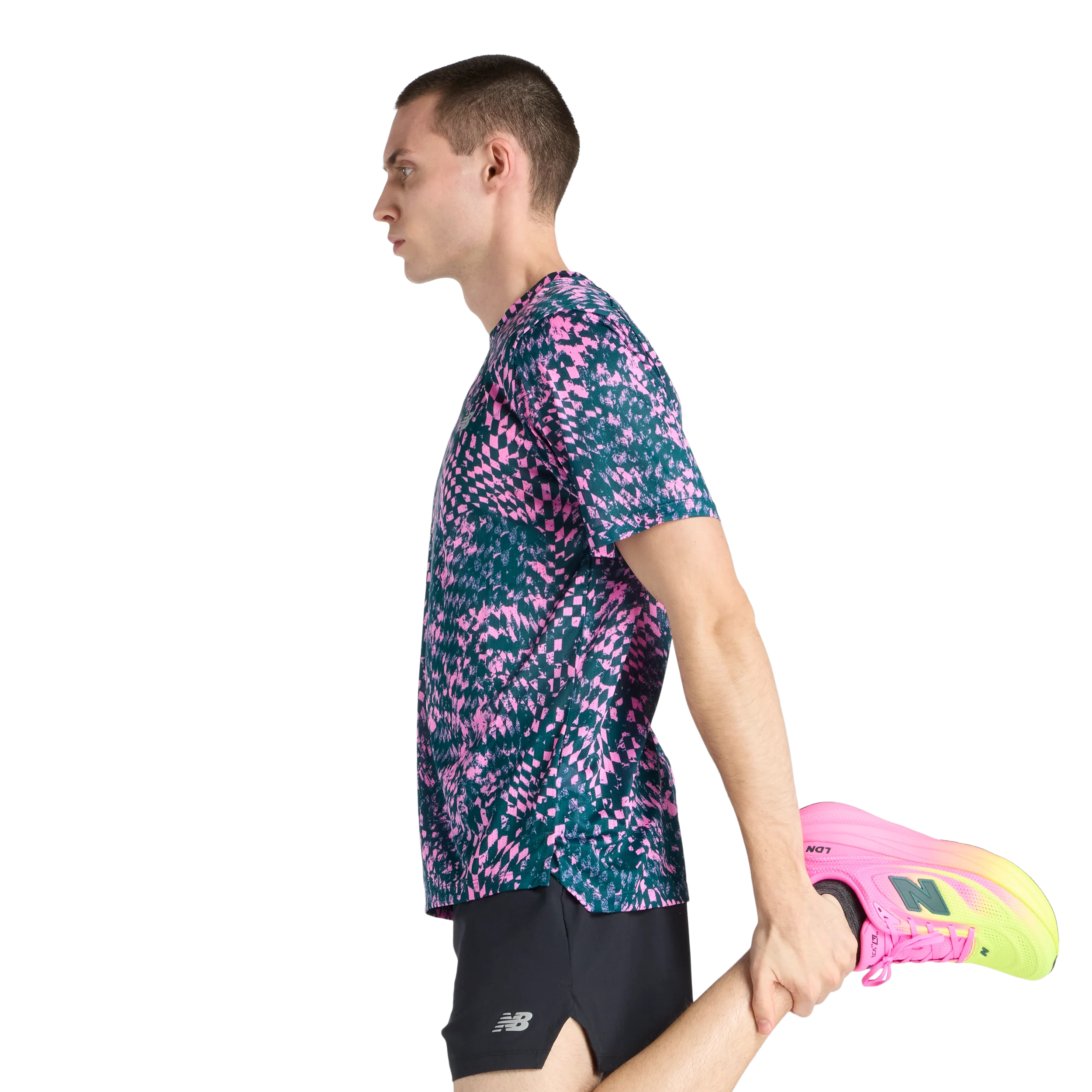 New Balance Mens London Edition RC Essential Printed T-Shirt - Pink Heat - SS26 - Image 8