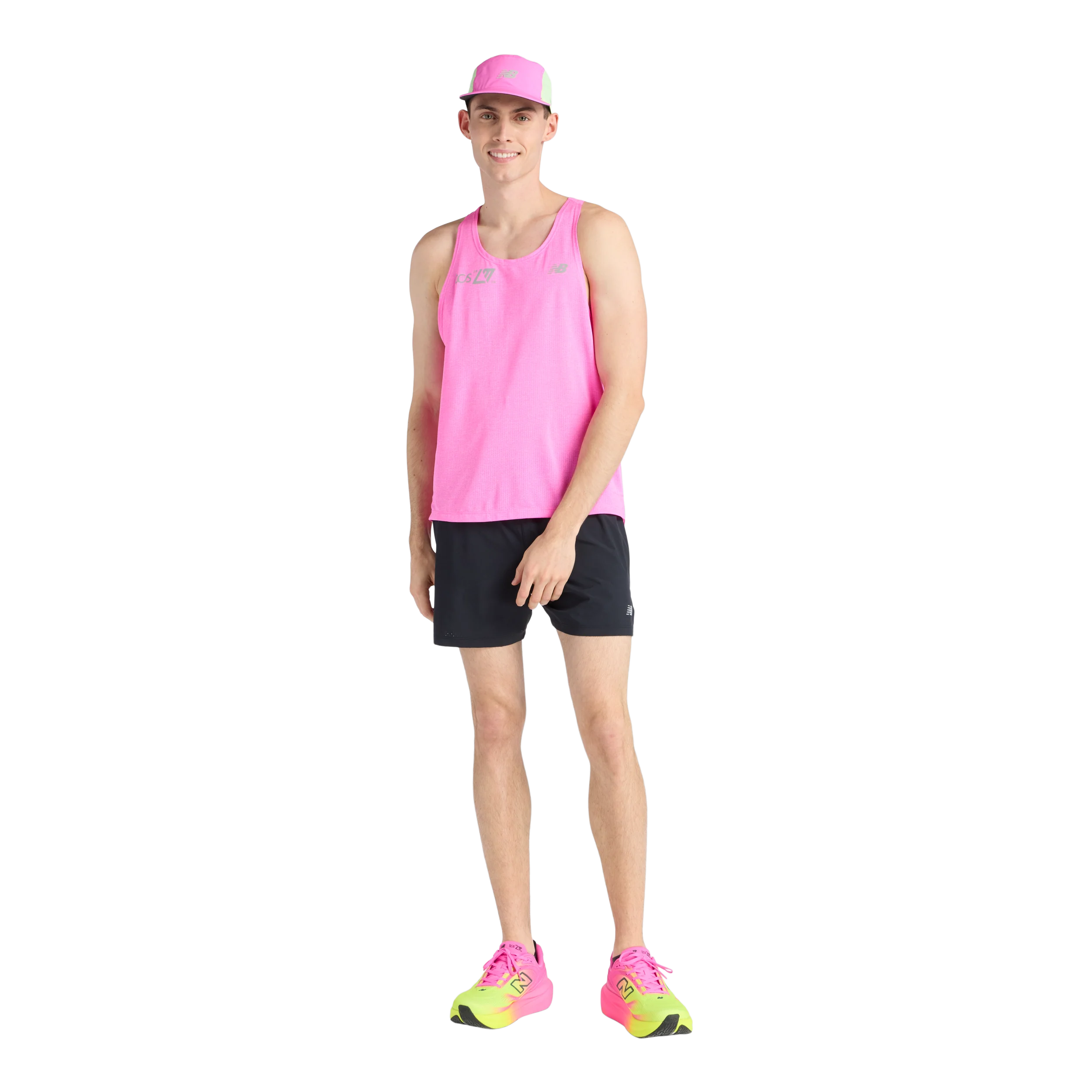 New Balance Mens London Edition RC Essential Singlet - Pink Heat - SS26 - Image 7