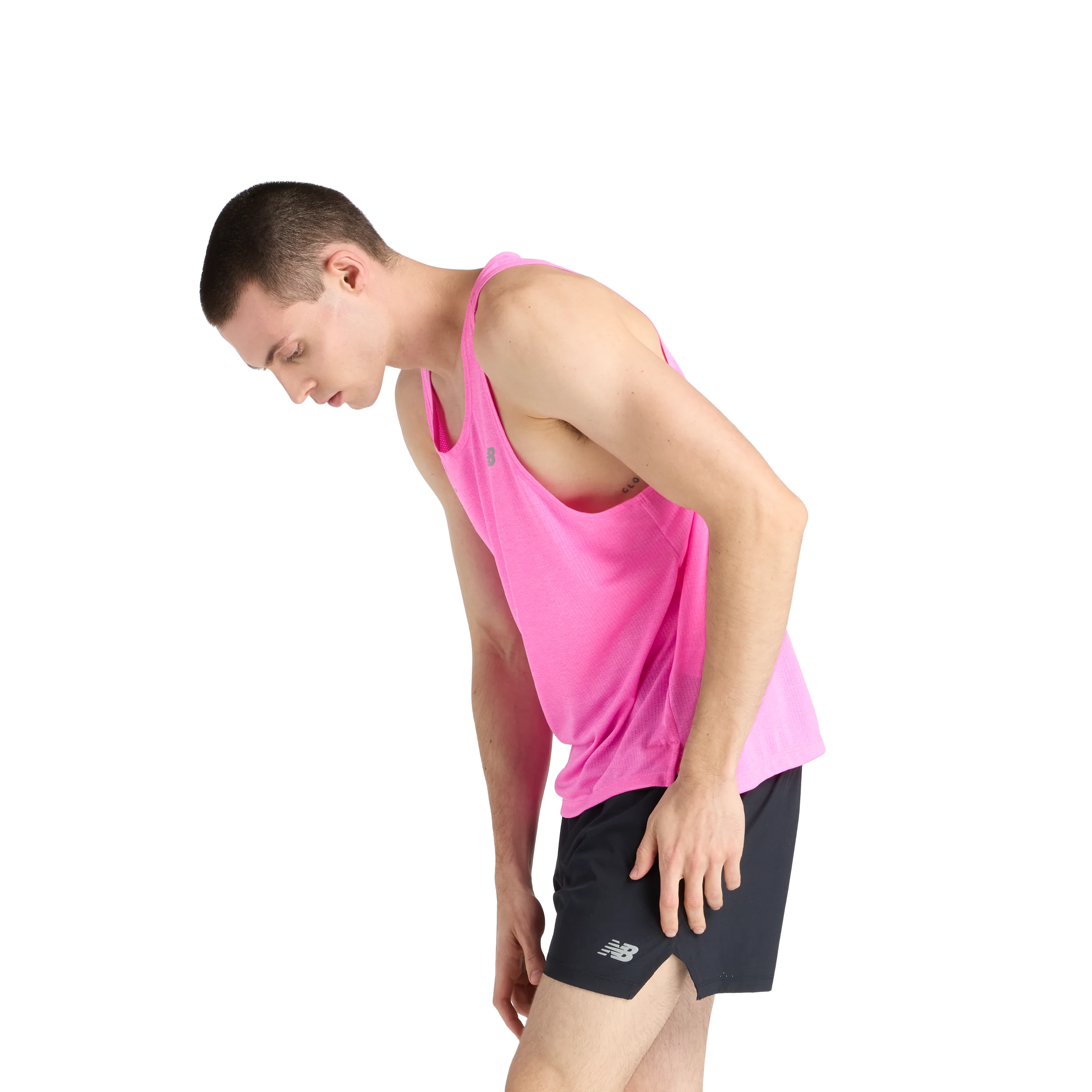 New Balance Mens London Edition RC Essential Singlet - Pink Heat - SS26 - Image 8