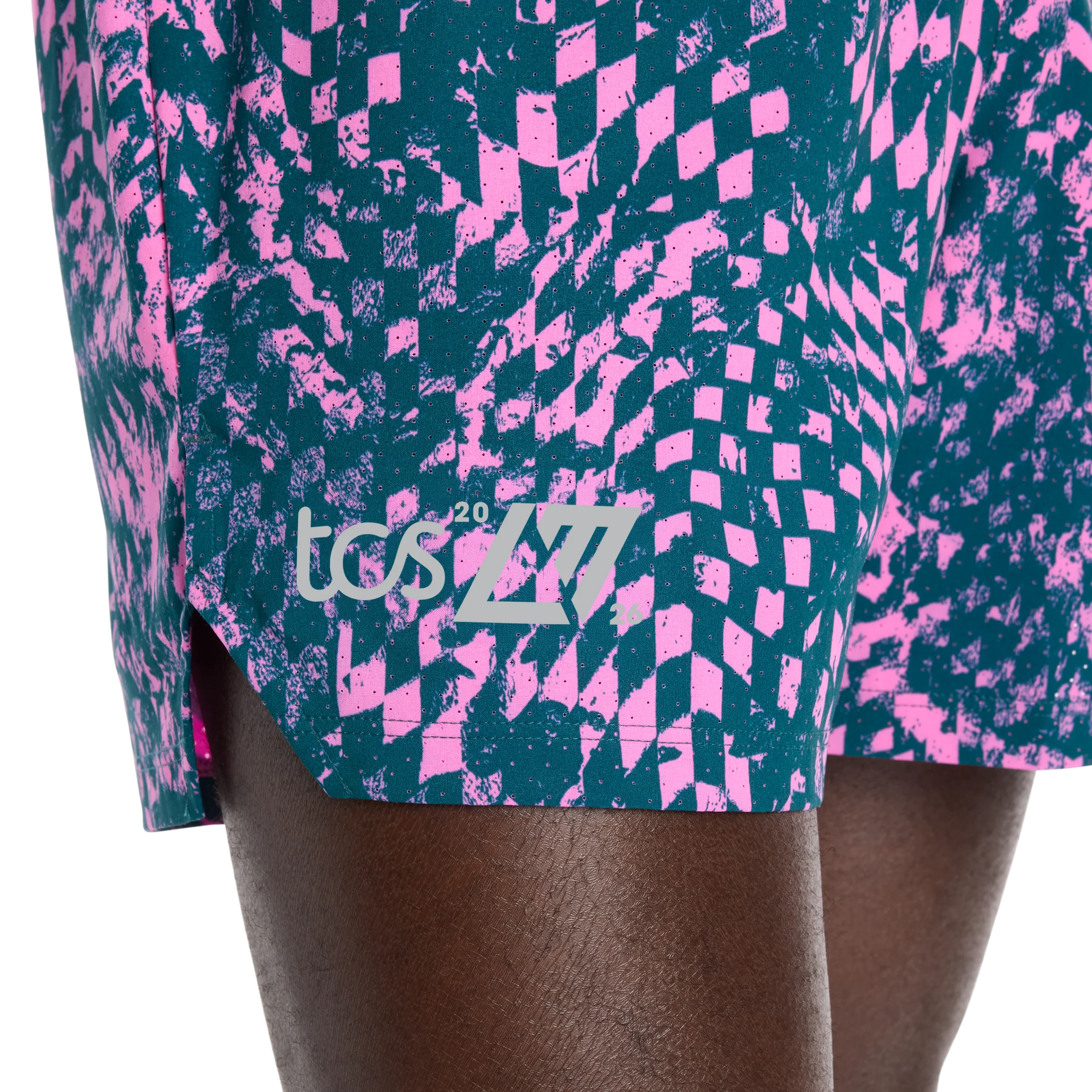New Balance Mens London Edition RC Printed Short 5" - Pink Heat - SS26 - Image 3