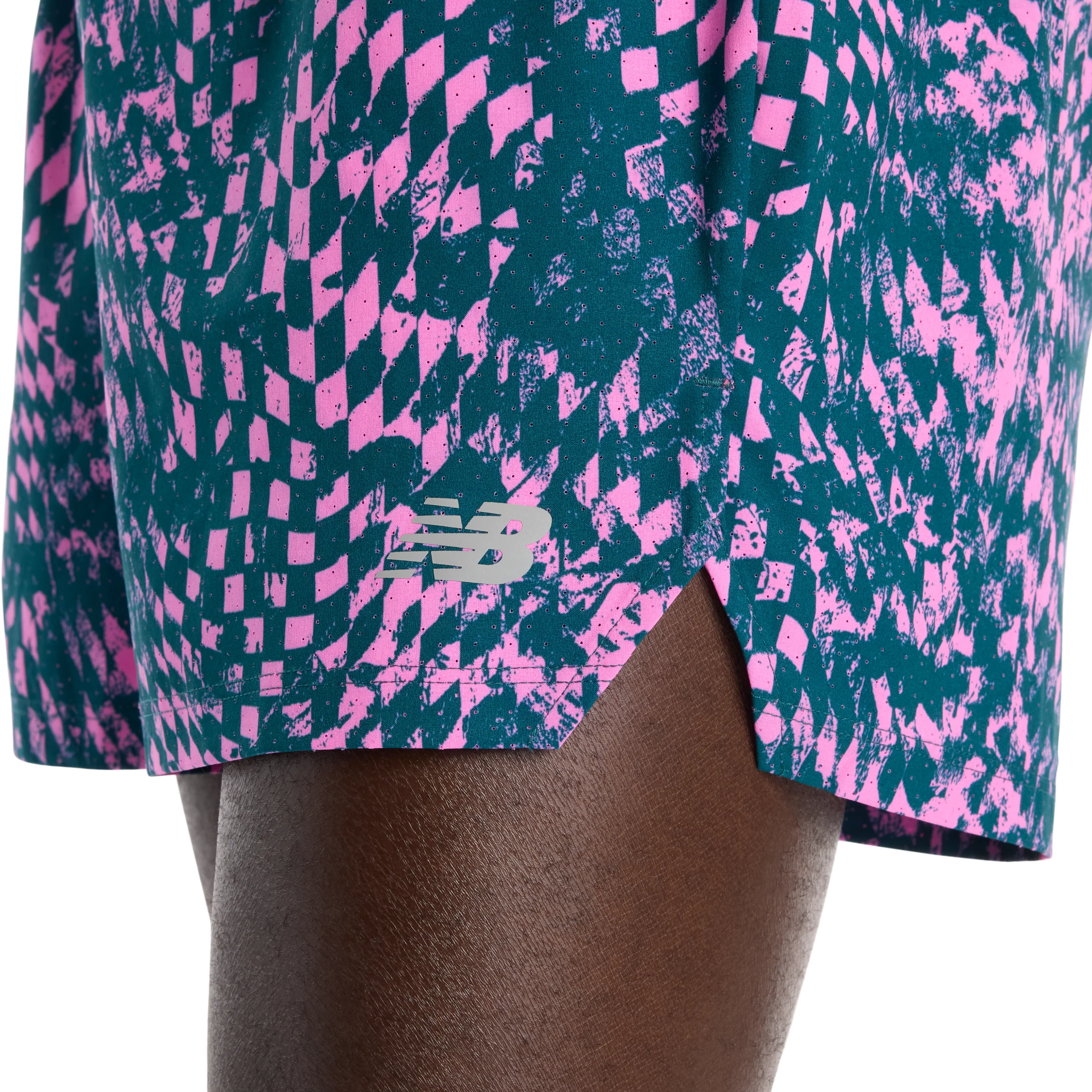 New Balance Mens London Edition RC Printed Short 5" - Pink Heat - SS26 - Image 4