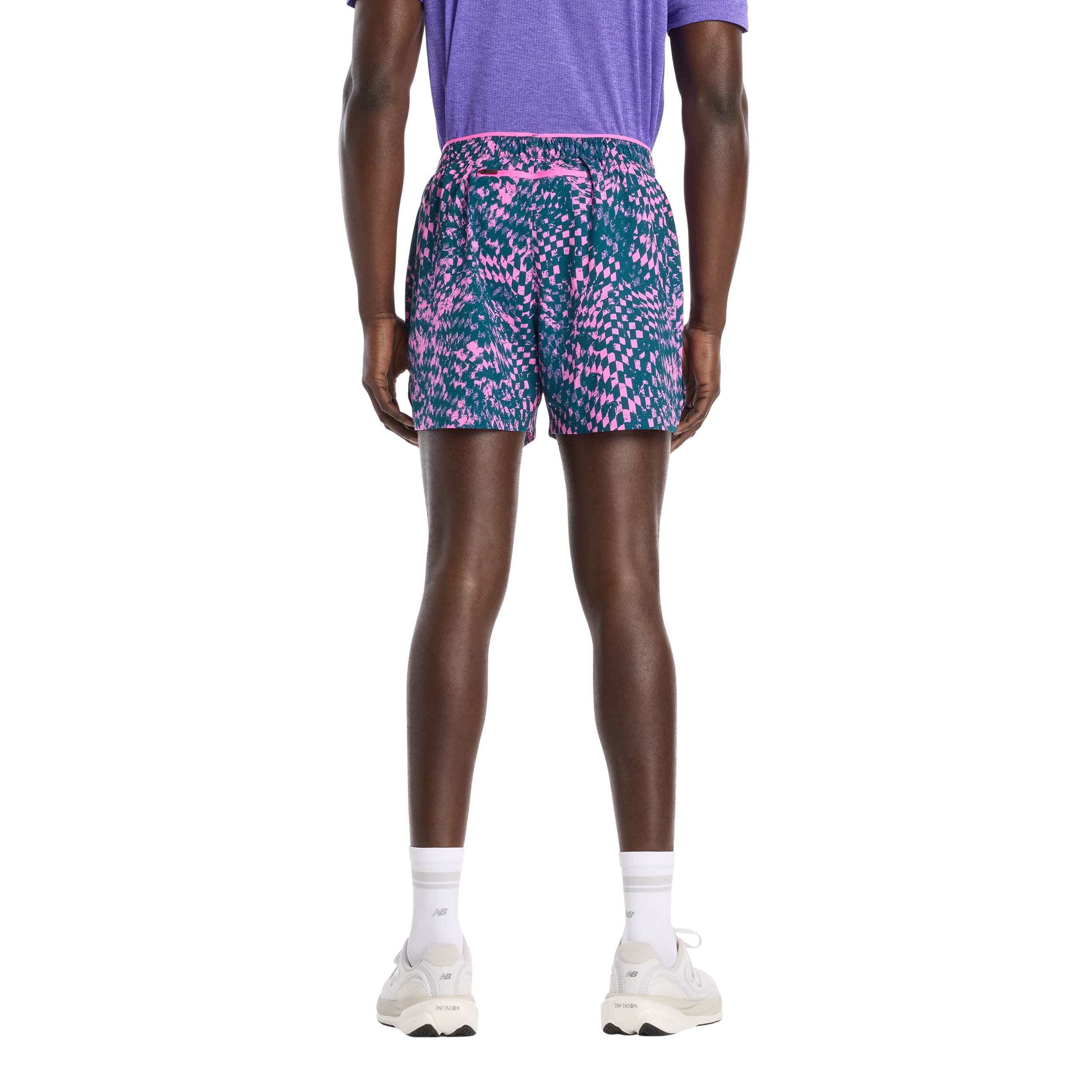 New Balance Mens London Edition RC Printed Short 5" - Pink Heat - SS26 - Image 7