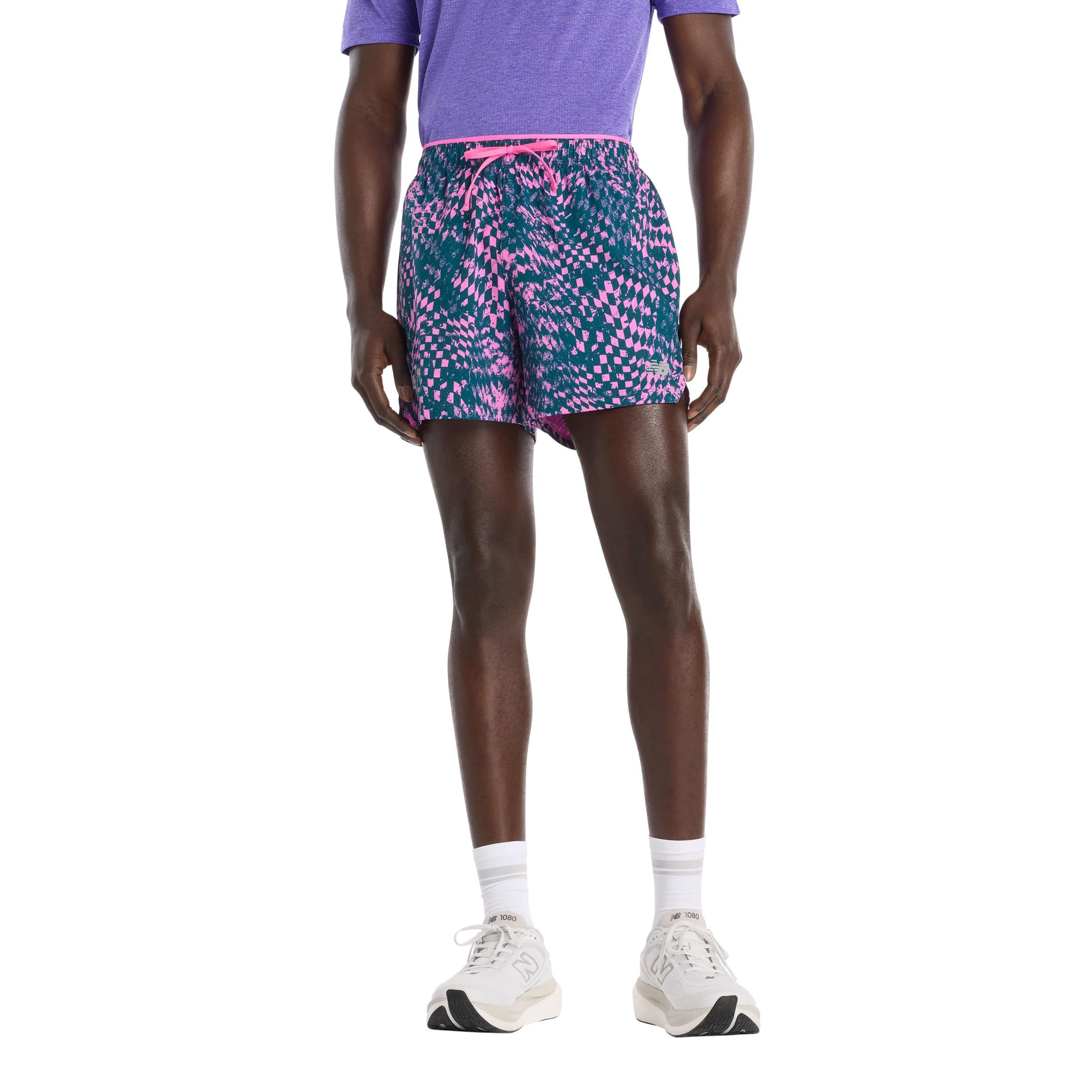 New Balance Mens London Edition RC Printed Short 5" - Pink Heat - SS26 - Image 8