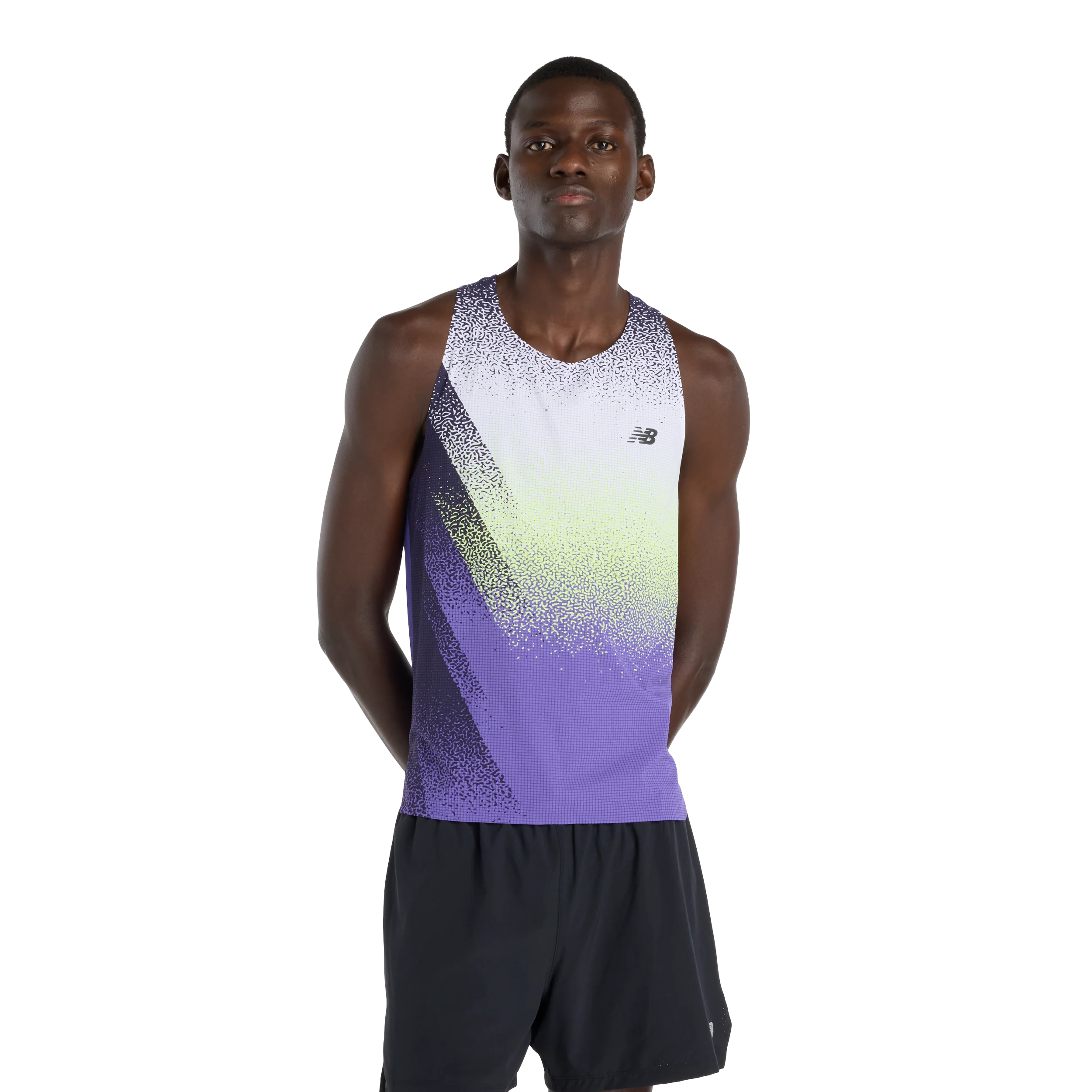 New Balance Mens Race Day Ultra Light Printed Singlet - Electric Purple - SS26 - Image 2