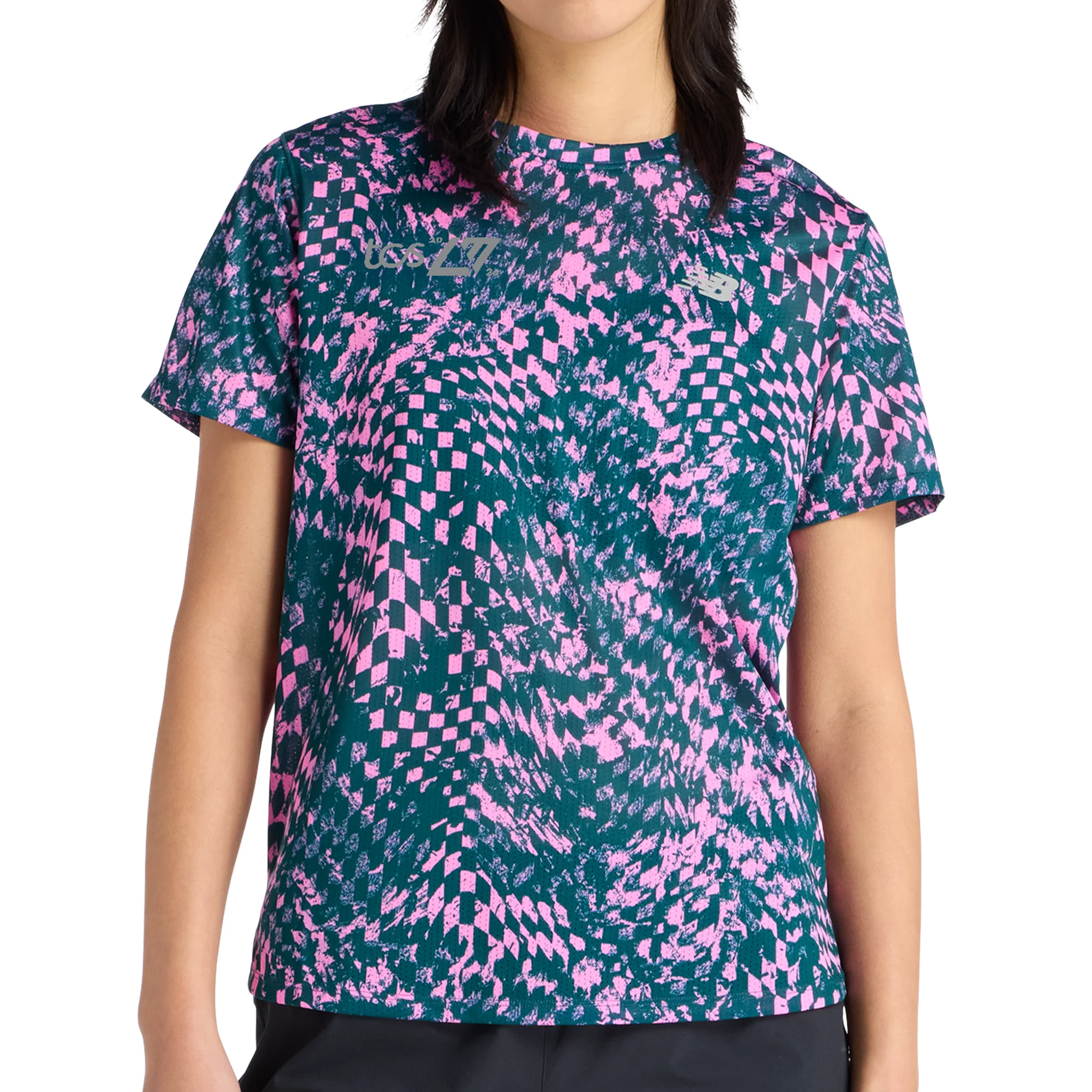 New Balance Womens London Edition RC Essential Printed T-Shirt - Pink Heat - SS26