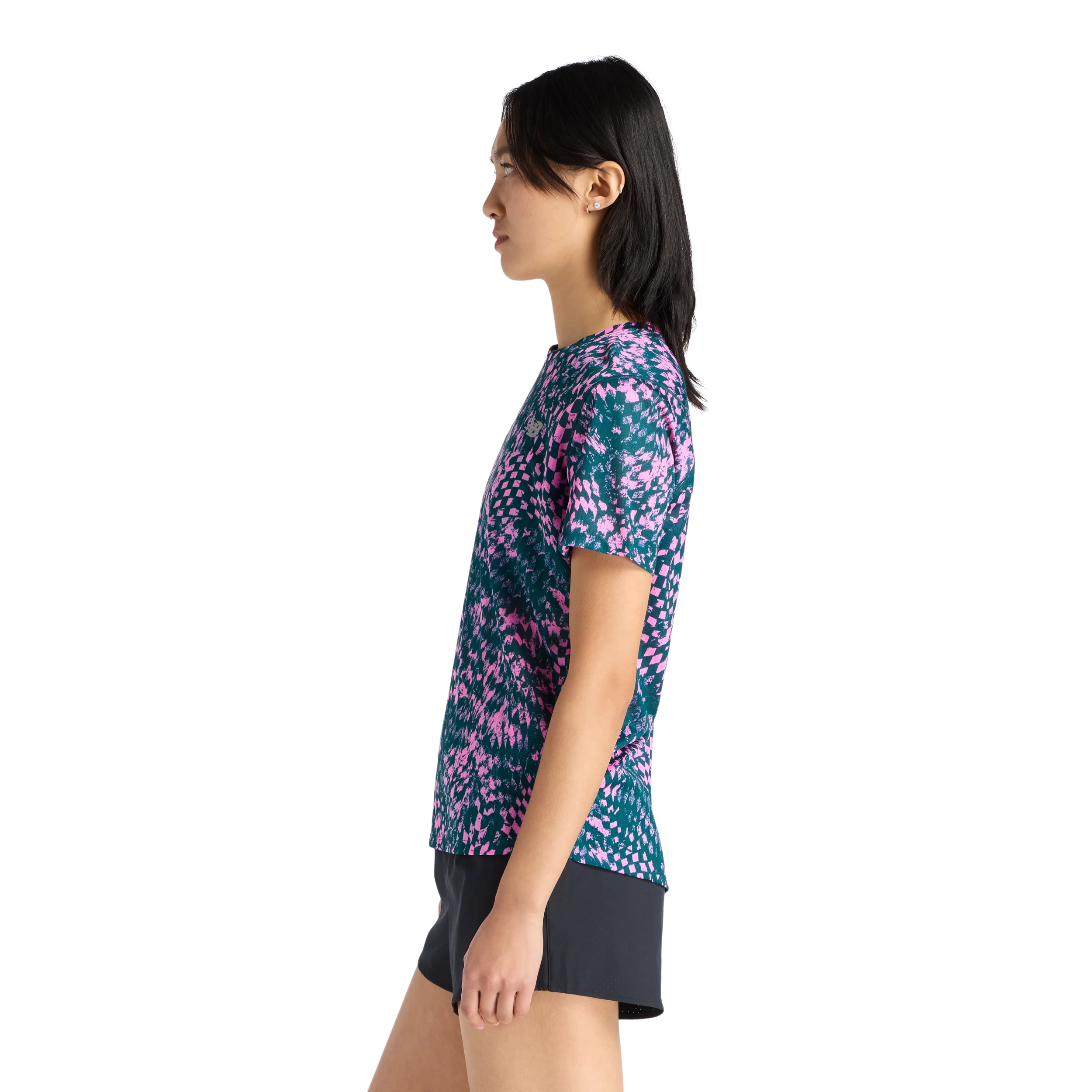 New Balance Womens London Edition RC Essential Printed T-Shirt - Pink Heat - SS26 - Image 4