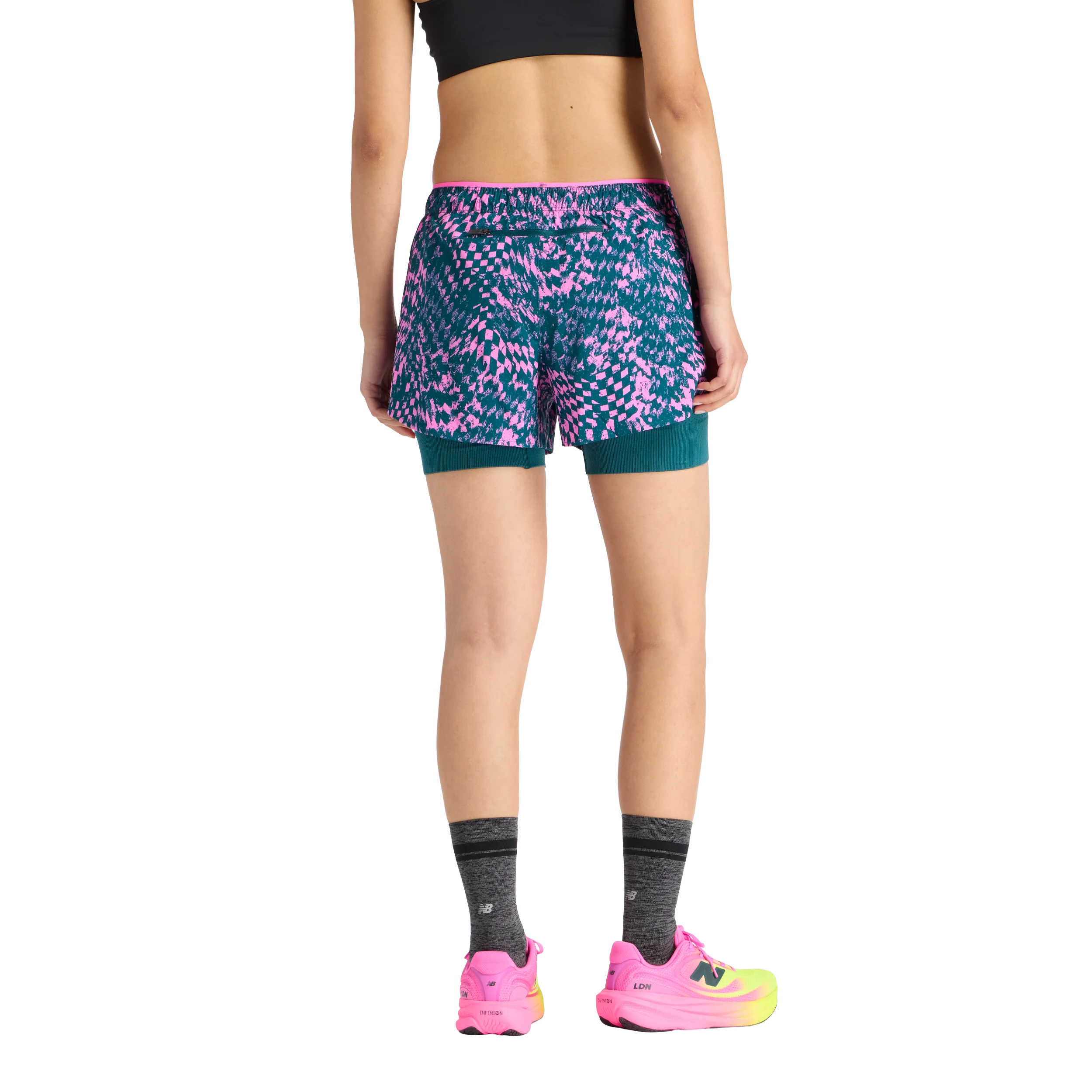 New Balance Womens London Edition RC Printed 2-in-1 3" Short - Pink Heat - SS26 - Image 4