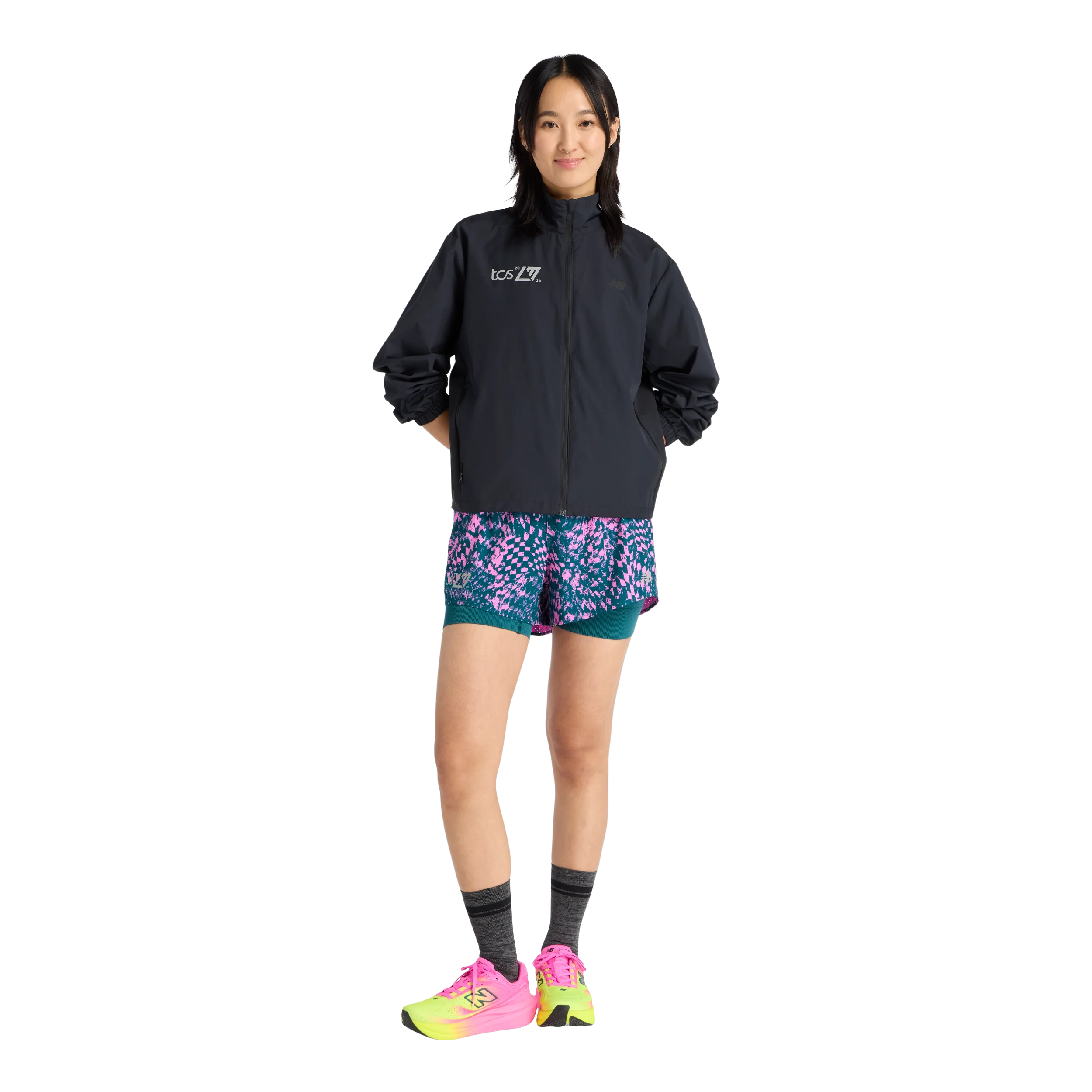 New Balance Womens London Edition RC Printed 2-in-1 3" Short - Pink Heat - SS26 - Image 8