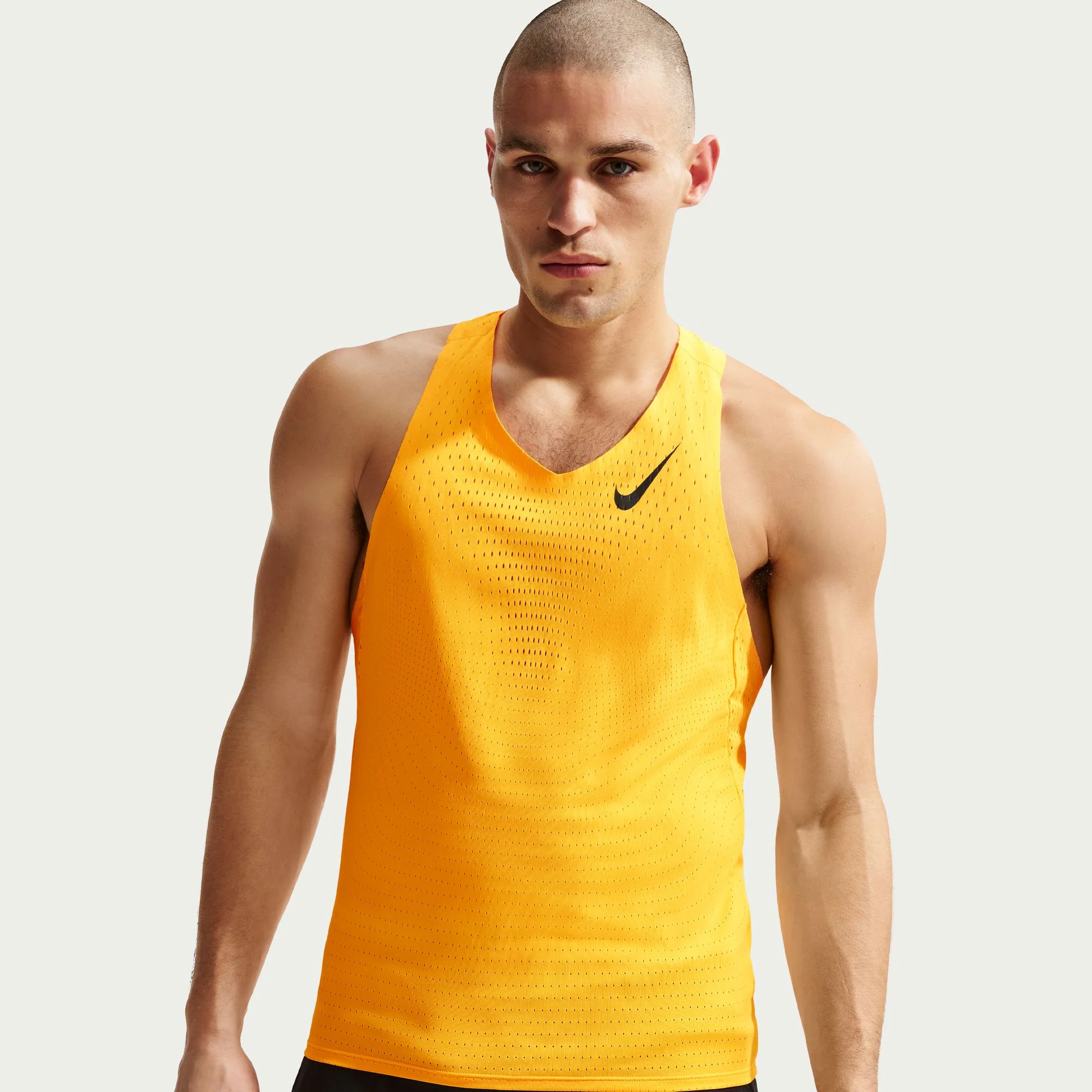 Nike Mens AeroSwift Dri-FIT ADV Running Singlet - Laser Orange/Black - Image 3